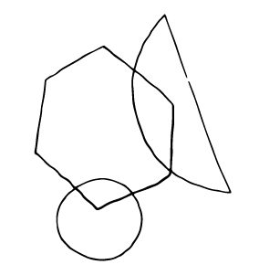 A black and white line drawing of a person riding a bicycle.