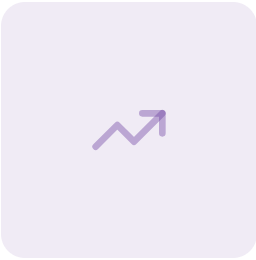 A purple upward trending arrow on a light purple background.