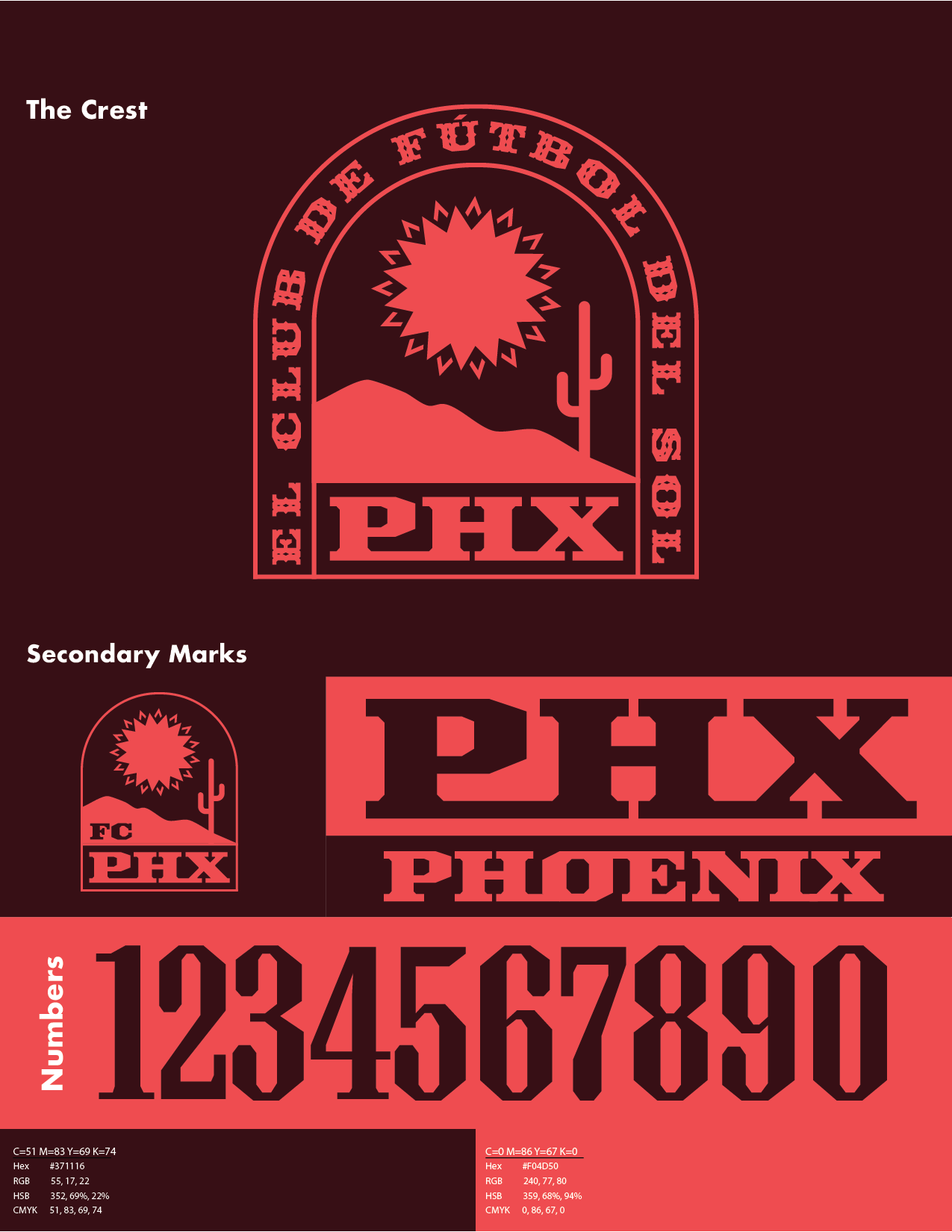Design of a patch with a desert mountain landscape, a cactus, a sun, and the text 'PHX' in bold letters, representing Phoenix, Arizona.