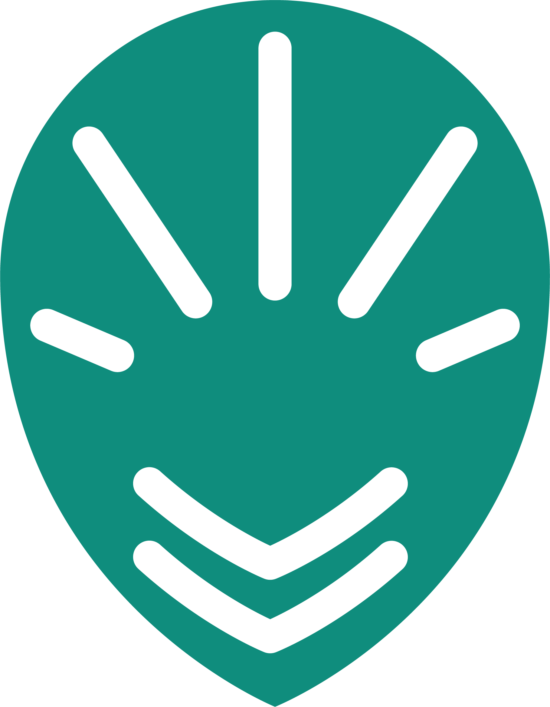 A teal and black icon of a diamond shape with rounded edges, with lines radiating from the center.