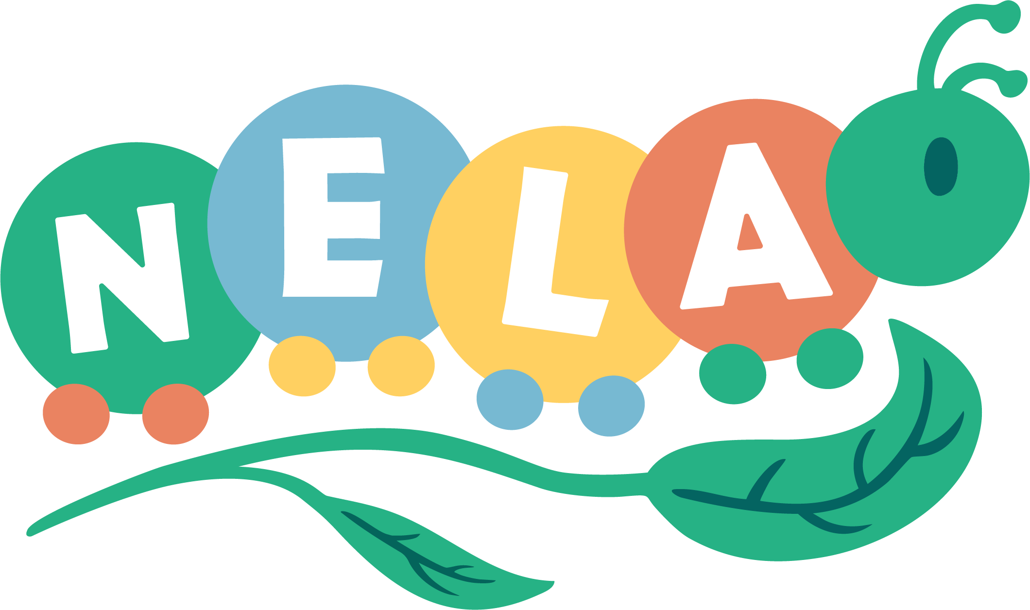 Colorful graphic with the word 'NEO' spelled out inside multicolored circles connected by green vines and leaves.