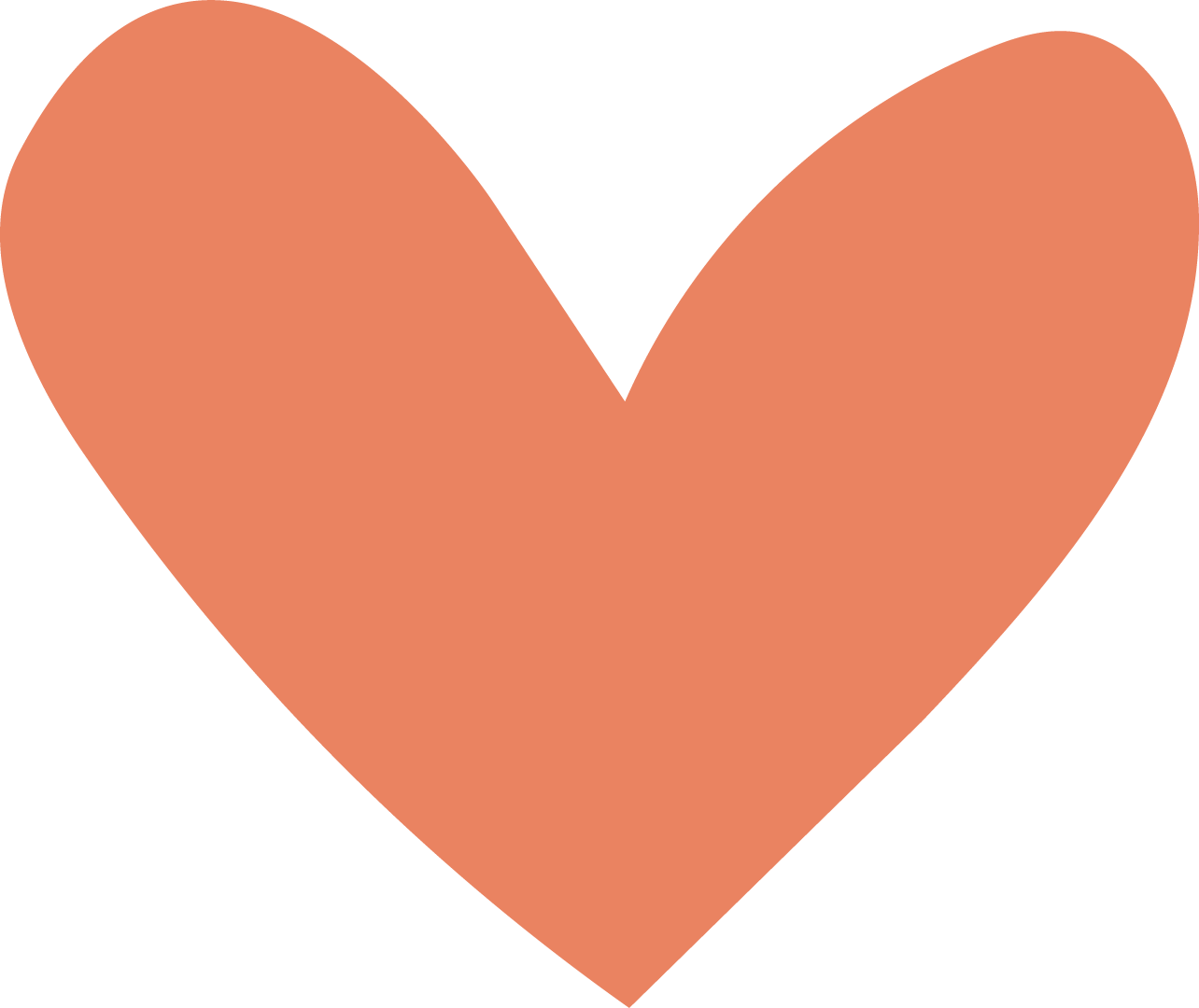 A large, stylized, solid-colored heart in a peach or coral pink shade.
