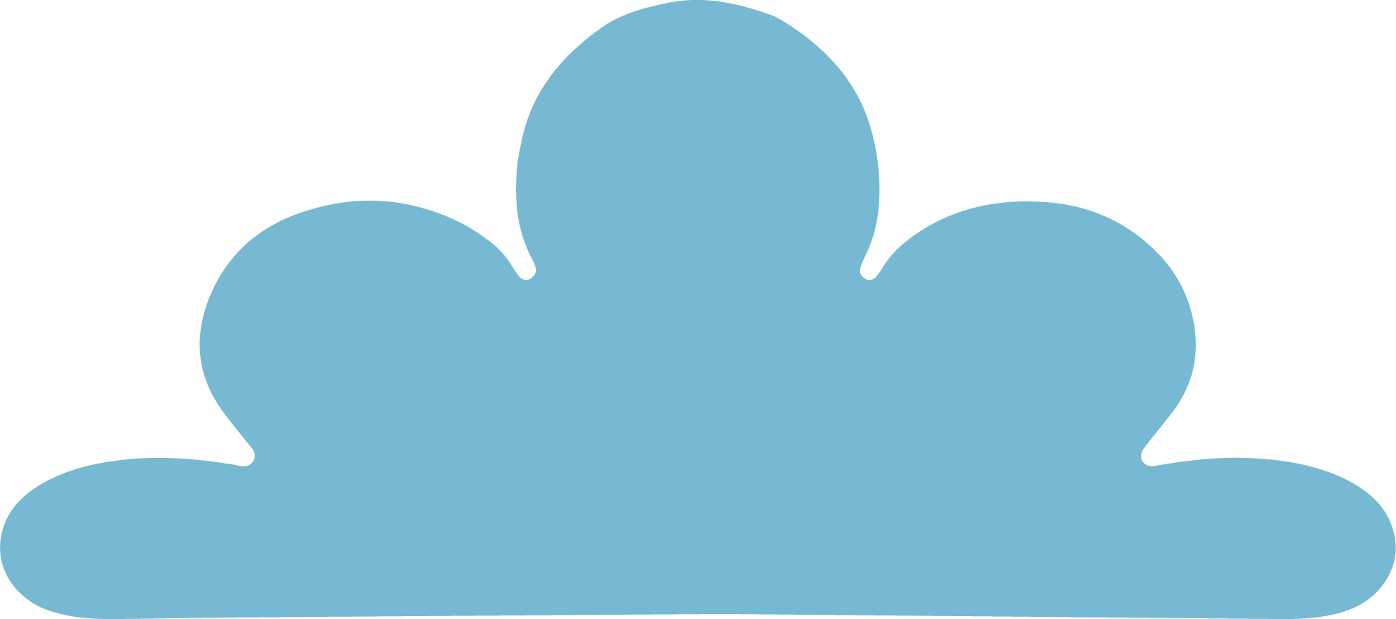 Blue cloud illustration with multiple rounded lobes.