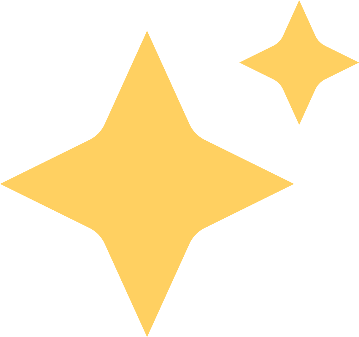 Two yellow stars, one large and one small, against a black background.