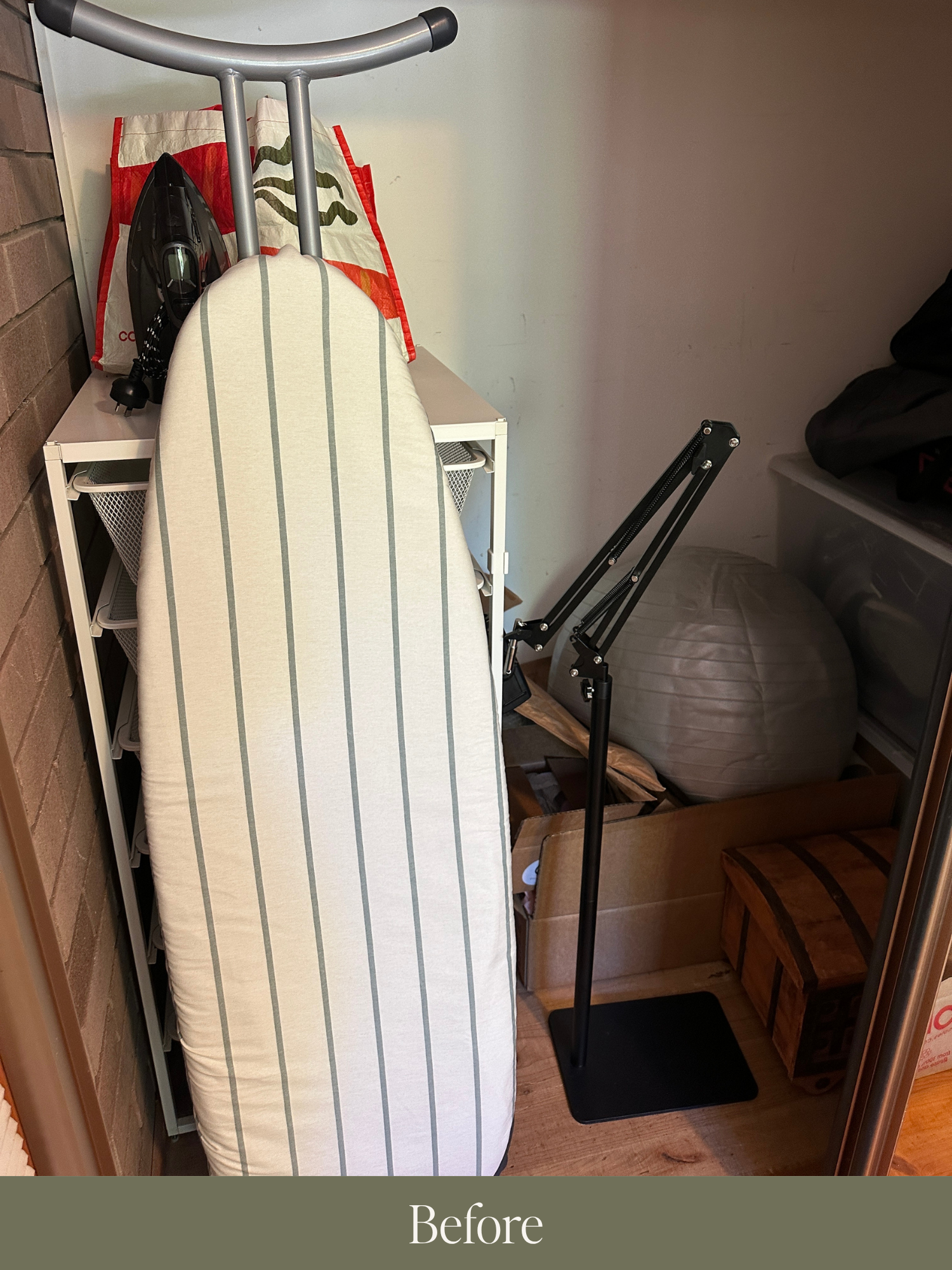 Cluttered shelves before virtual decluttering services