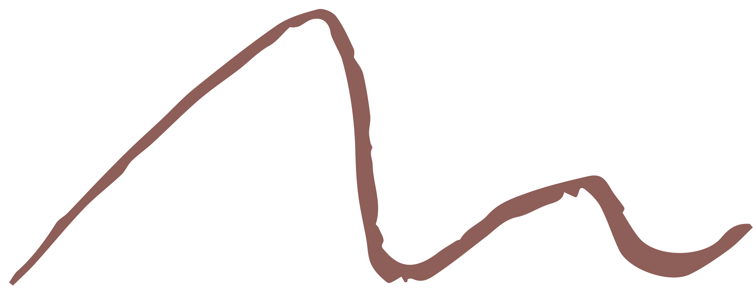 A hand-drawn illustration of a wavy line in terracotta colour, for Hello Space Online Decluttering Coach