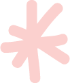 A pink, abstract, star-shaped graphic.