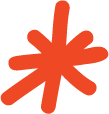 Orange asterisk symbol on a white background