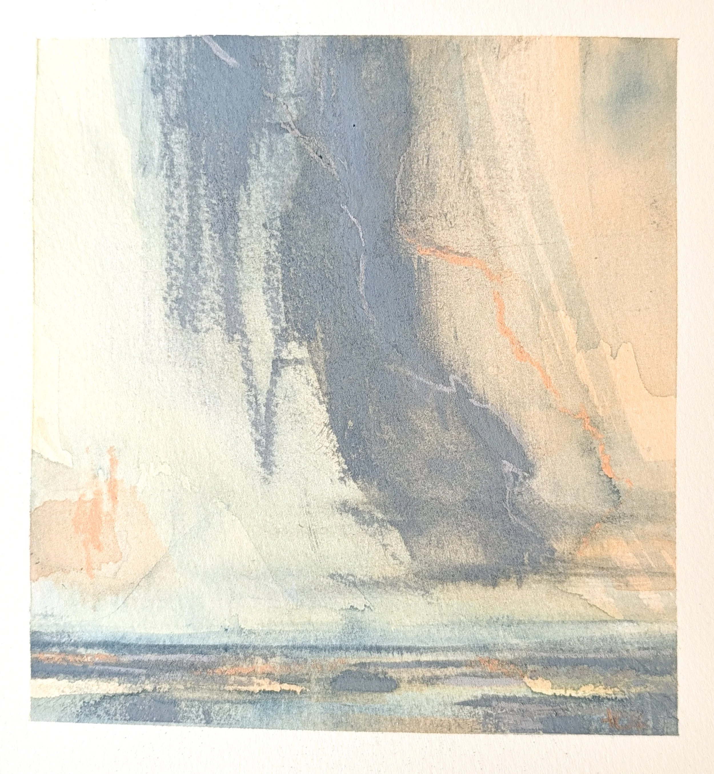 Baltic Memory: The Sky Opened, 5.5"x 5.5, Soft Pastel and Watercolor on Watercolor Paper, 2026