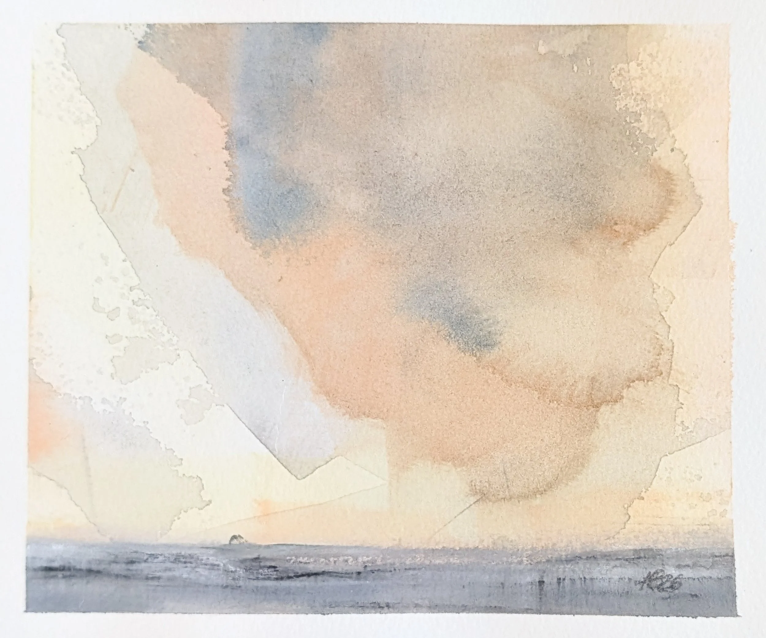 Baltic Memory: The Sky I Carried, 5"x 6", Soft pastel and watercolor on watercolor paper, 2026