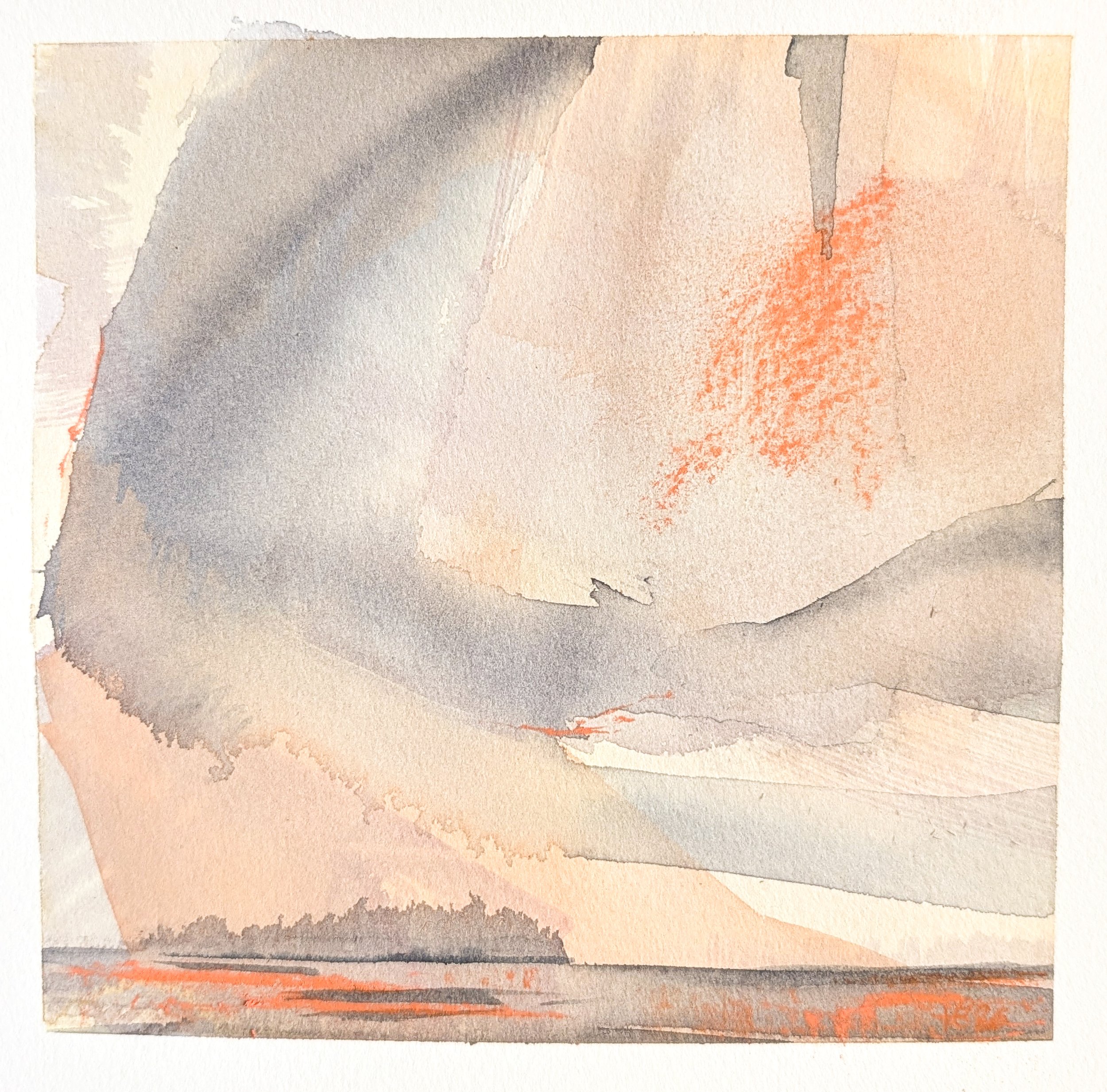 Baltic Memory: Between Gusts, 5.75"x 5.5", Soft Pastel and Watercolor on Watercolor Paper, 2026