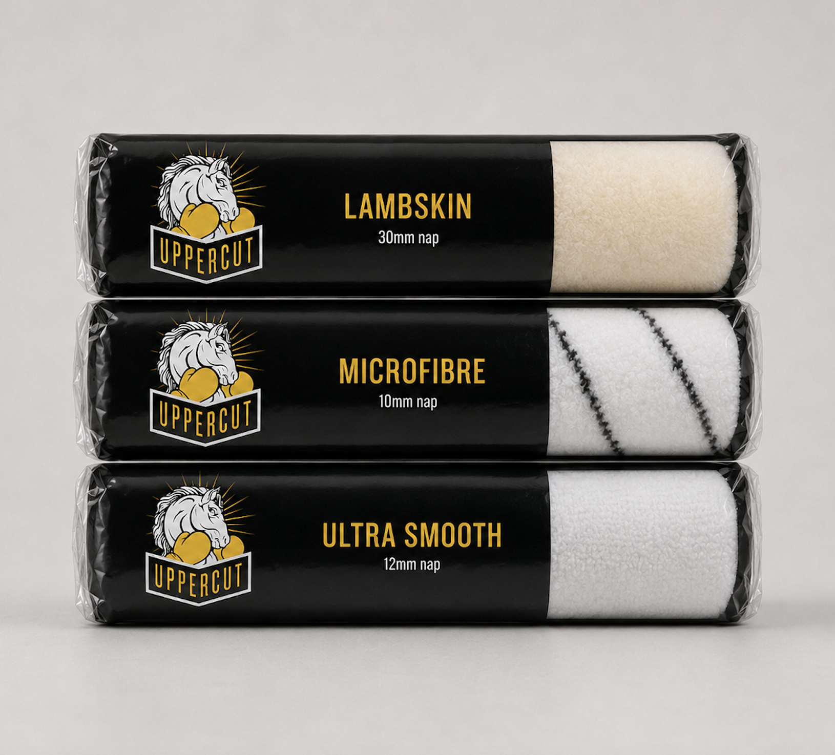 Uppercut paint roller packaging designed for Inspirations Paint retail stores.