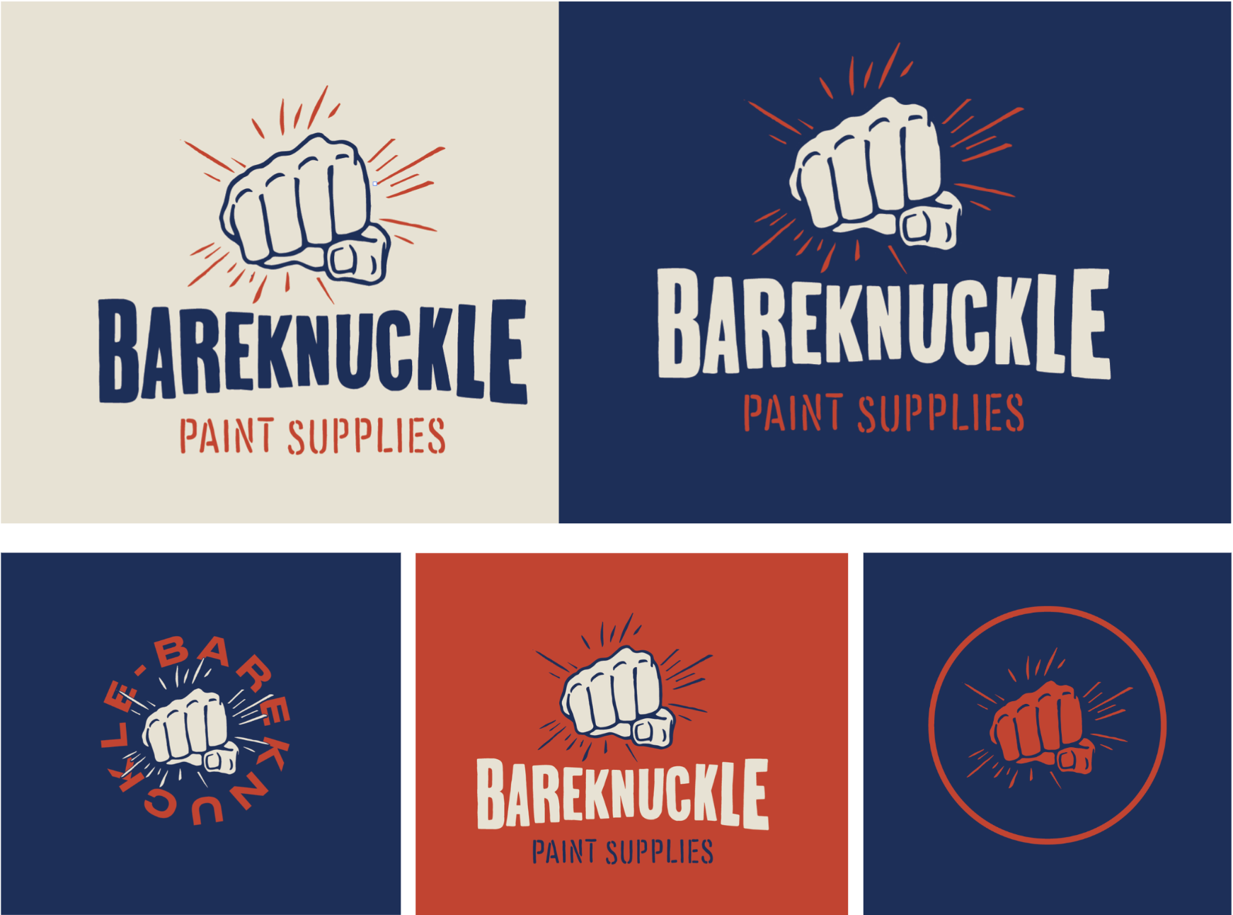 Bareknuckle paint supplies product brand identity designed for Inspirations Paint.