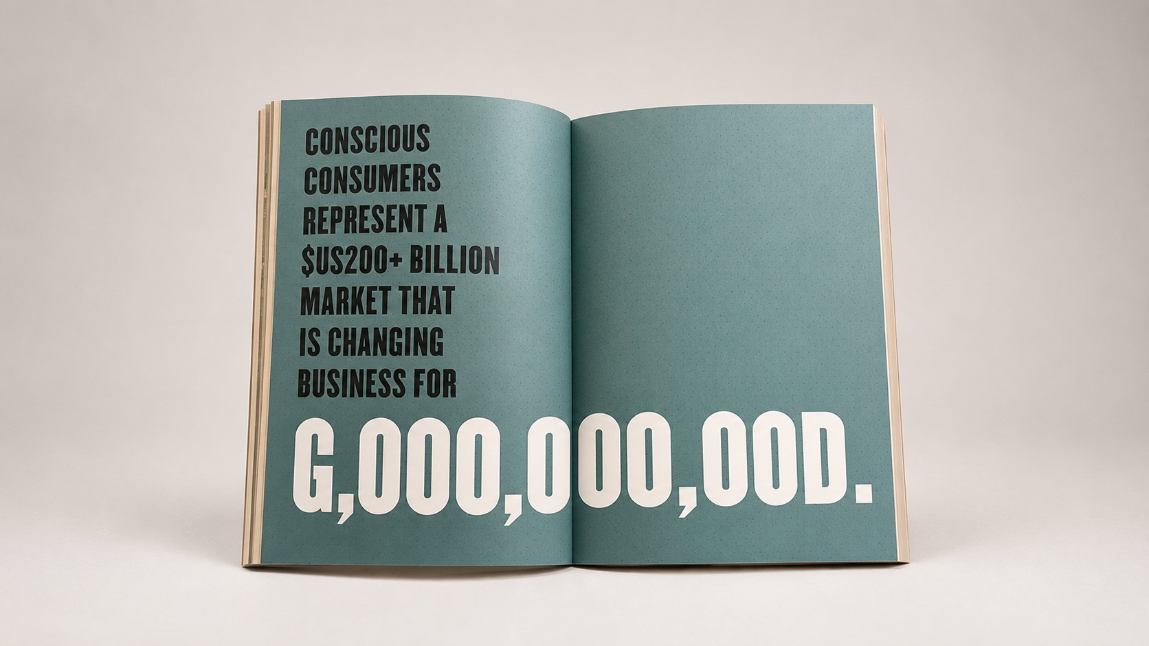 Editorial spread illustrating the growth of the conscious consumer market and its commercial impact on business.