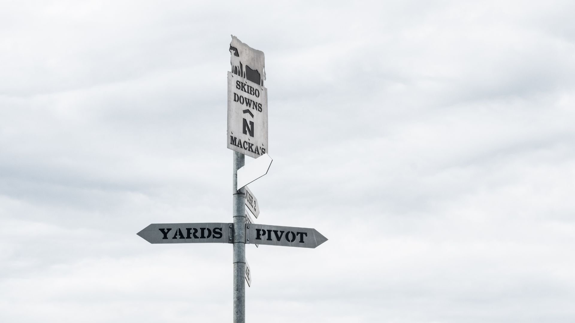 Signage at Skibo Downs, reflecting the people, places and properties connected to the Macka's Pastoral story.