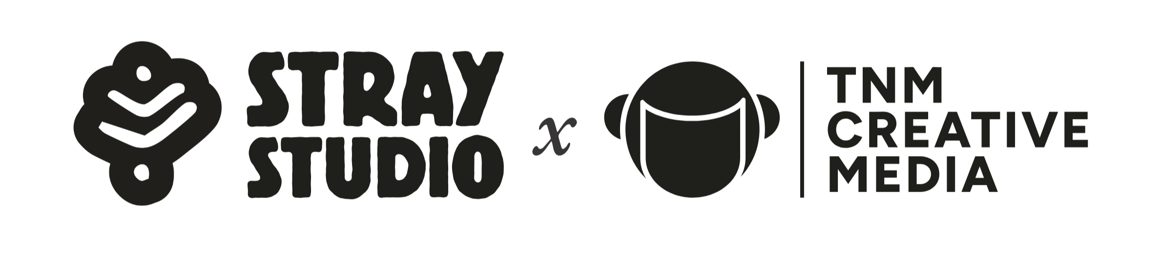 Logo for Stray Studio and TNM Creative Media with stylized icons and text