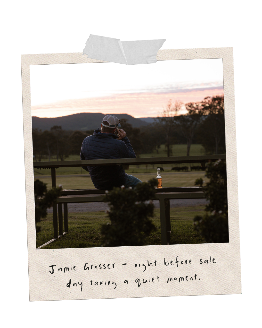 Boambee Angus Stud Manager Jamie Grosser in a quiet moment the night before the 2026 Bull & Female Sale.