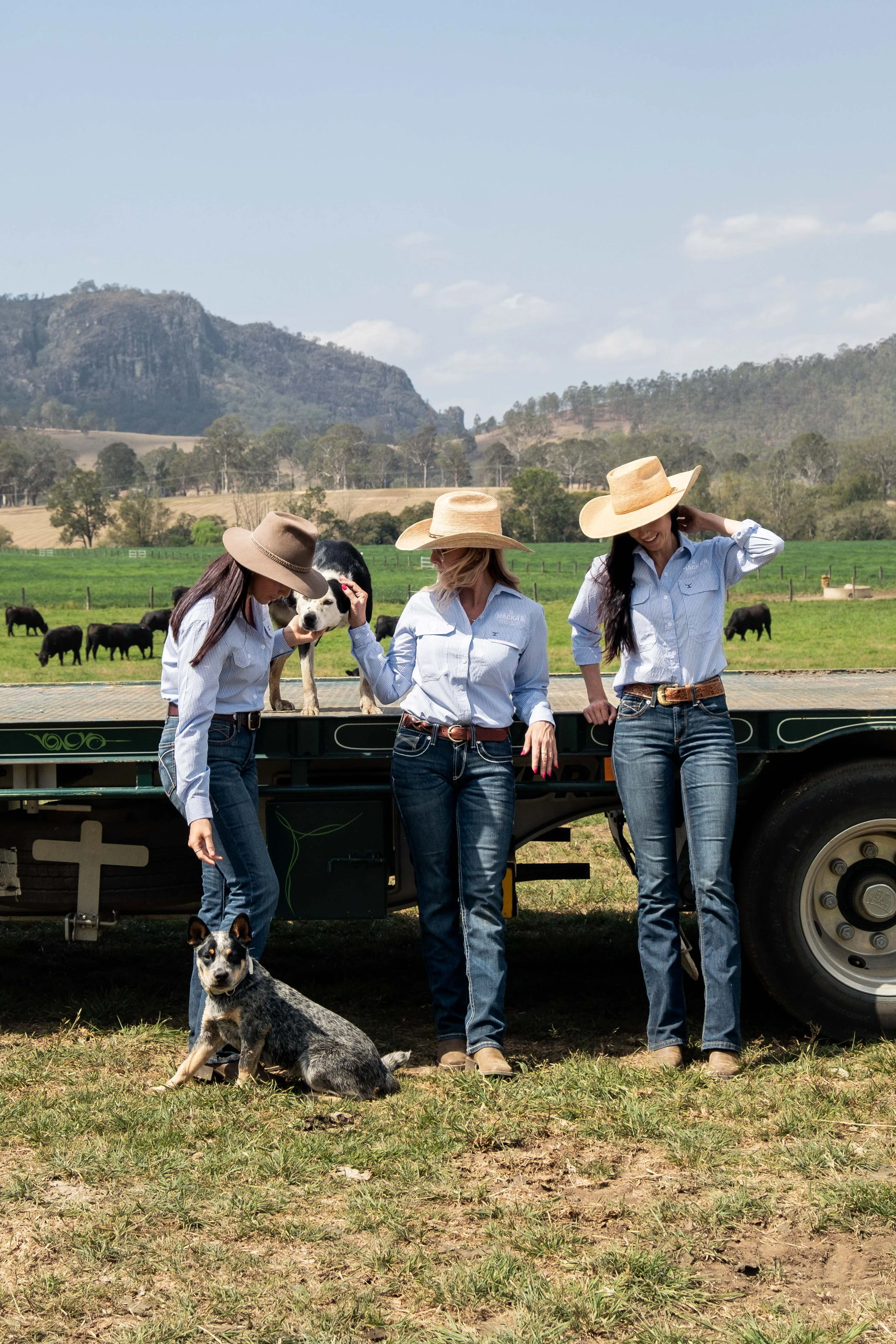 Just Country apparel photographed alongside the people, dogs and landscapes that define life in regional Australia.