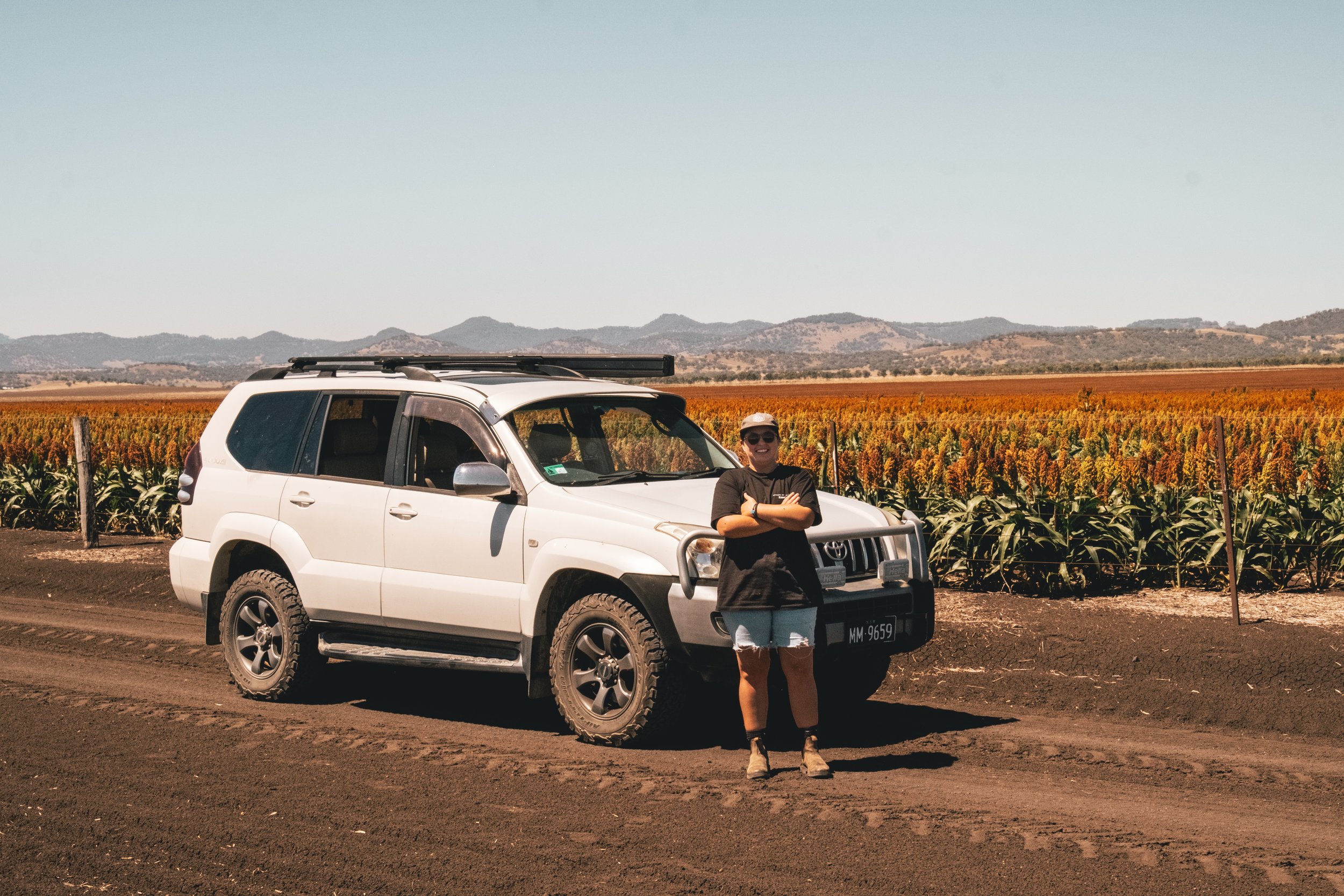 Stray Studio founder Nic Maloney on location during an agricultural shoot in regional Australia.