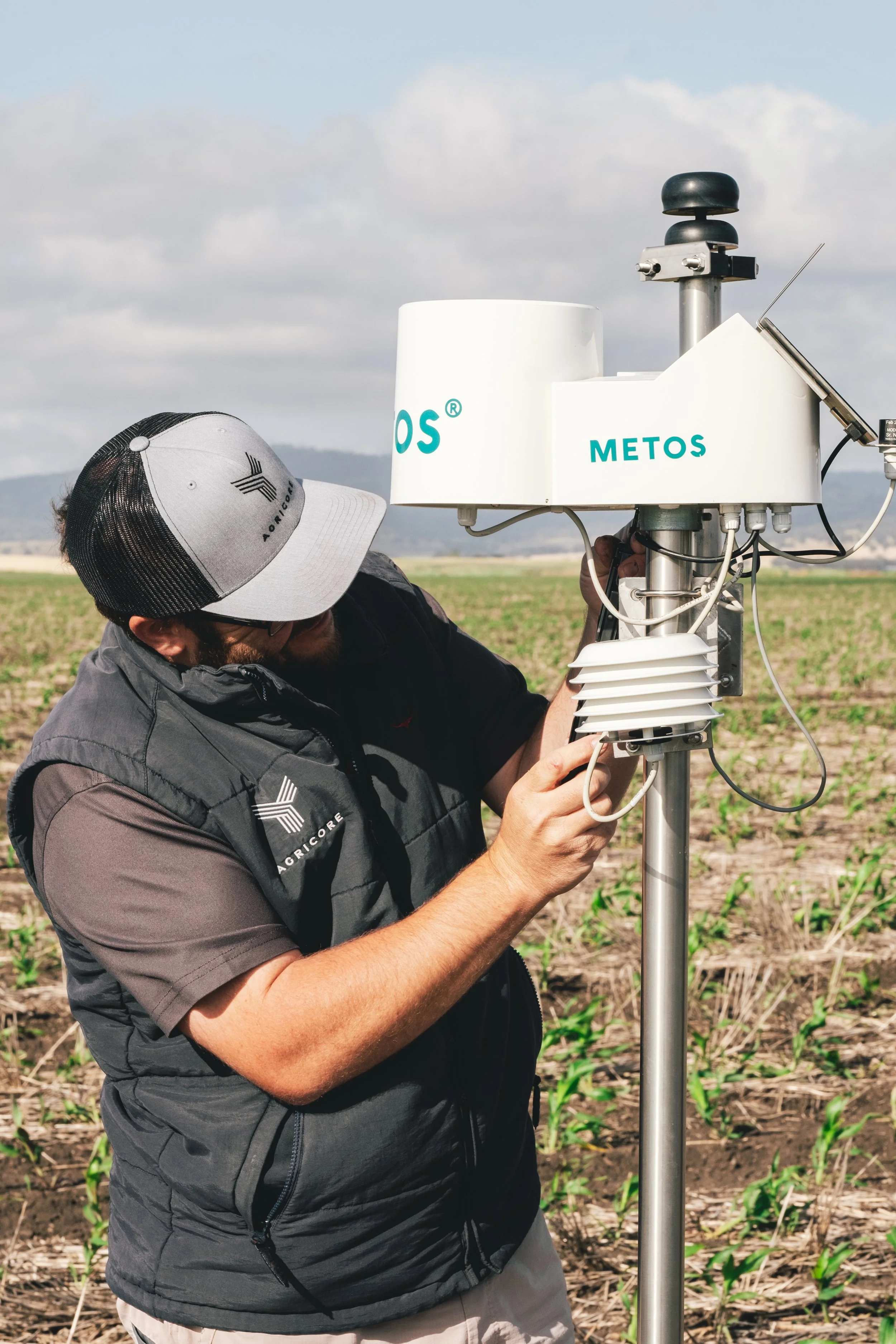 Weather monitoring equipment supporting agronomic decision-making and crop management.
