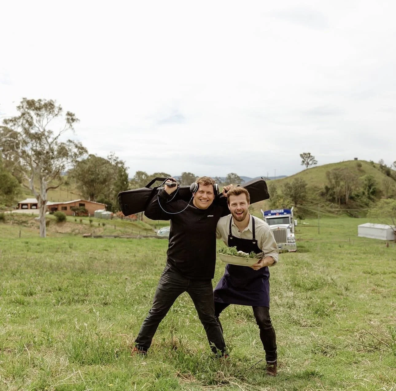 Jamie Hensall on location during an agricultural content shoot in regional Australia.
