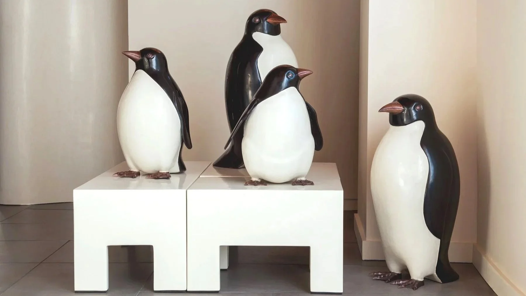 Penguins | Black and Cream Lacquer
