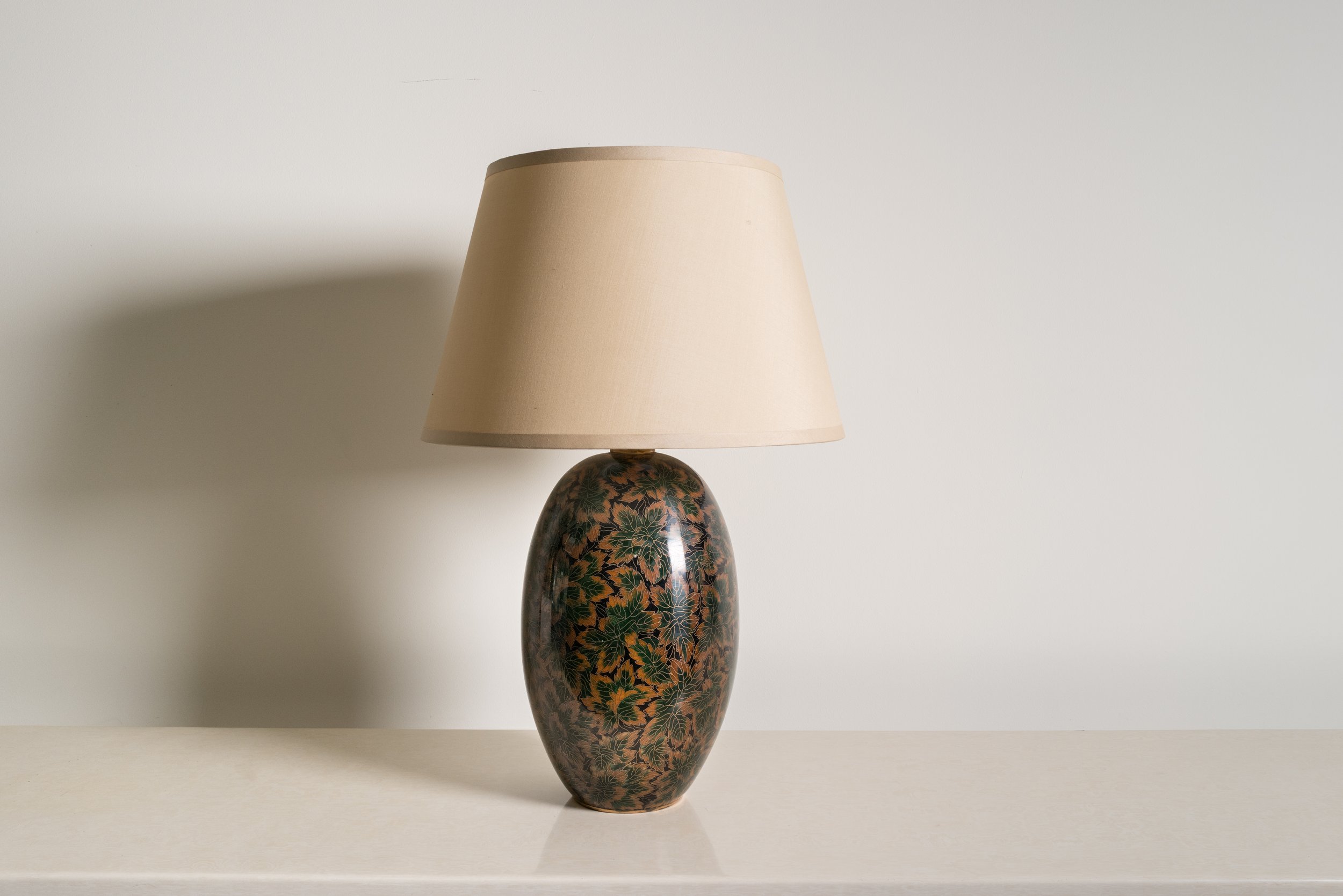 Primavera Ovella Table Lamp | Green with Amber Cloisonné