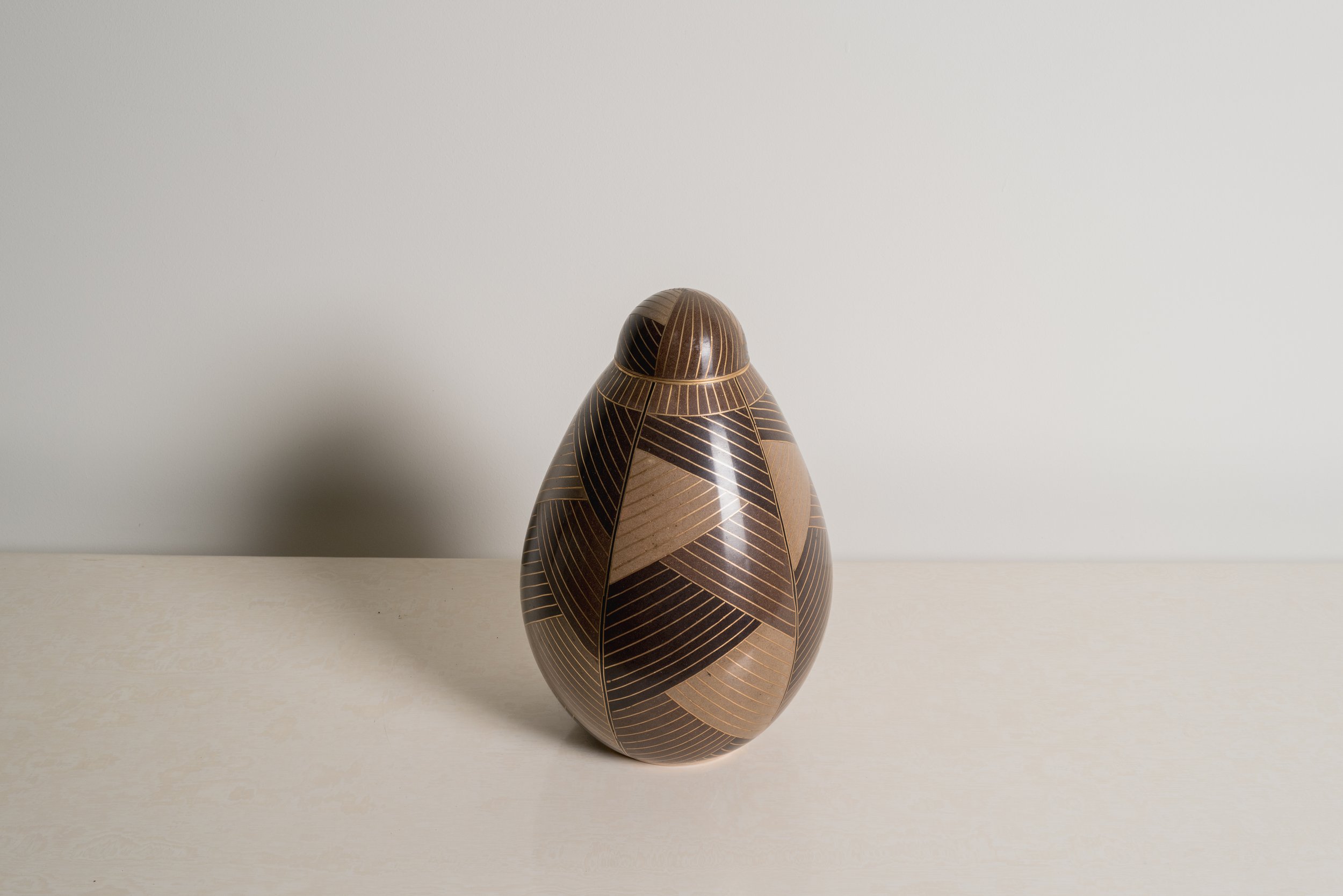 Deco Jar with Lid | Camel Amber Cloisonné