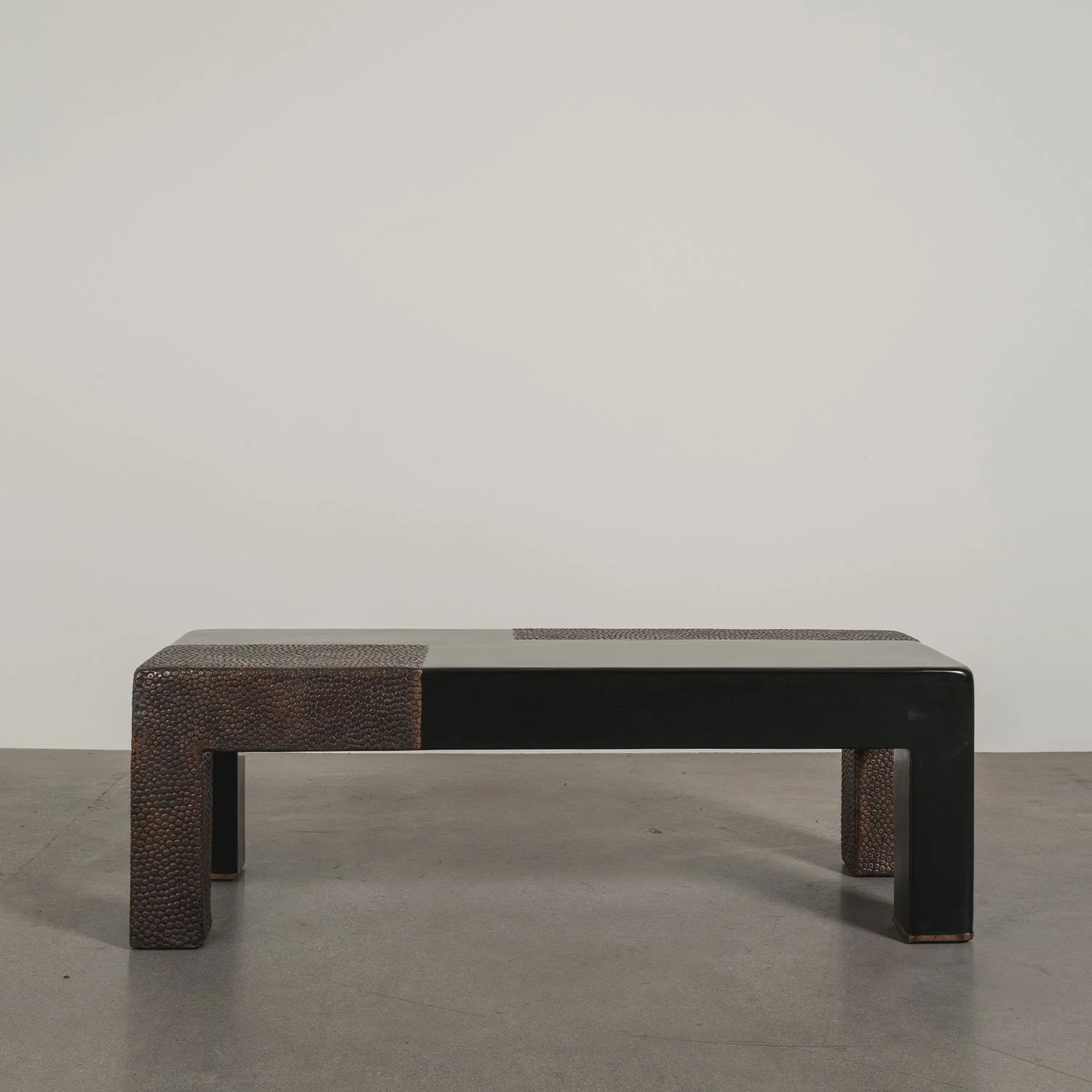Pebble Bench | Black Lacquer and Copper