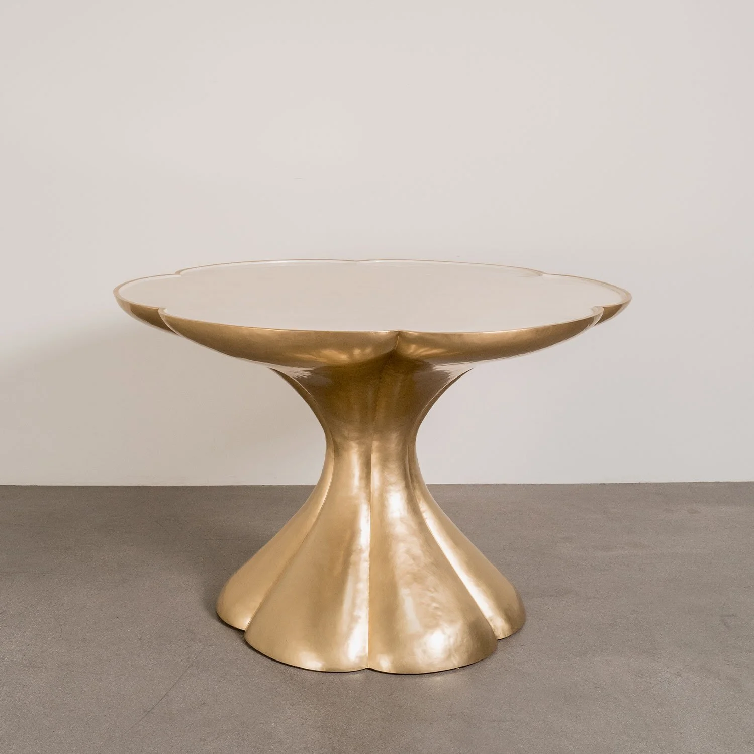 Six Petal Dining Table | Brass and Cream Lacquer