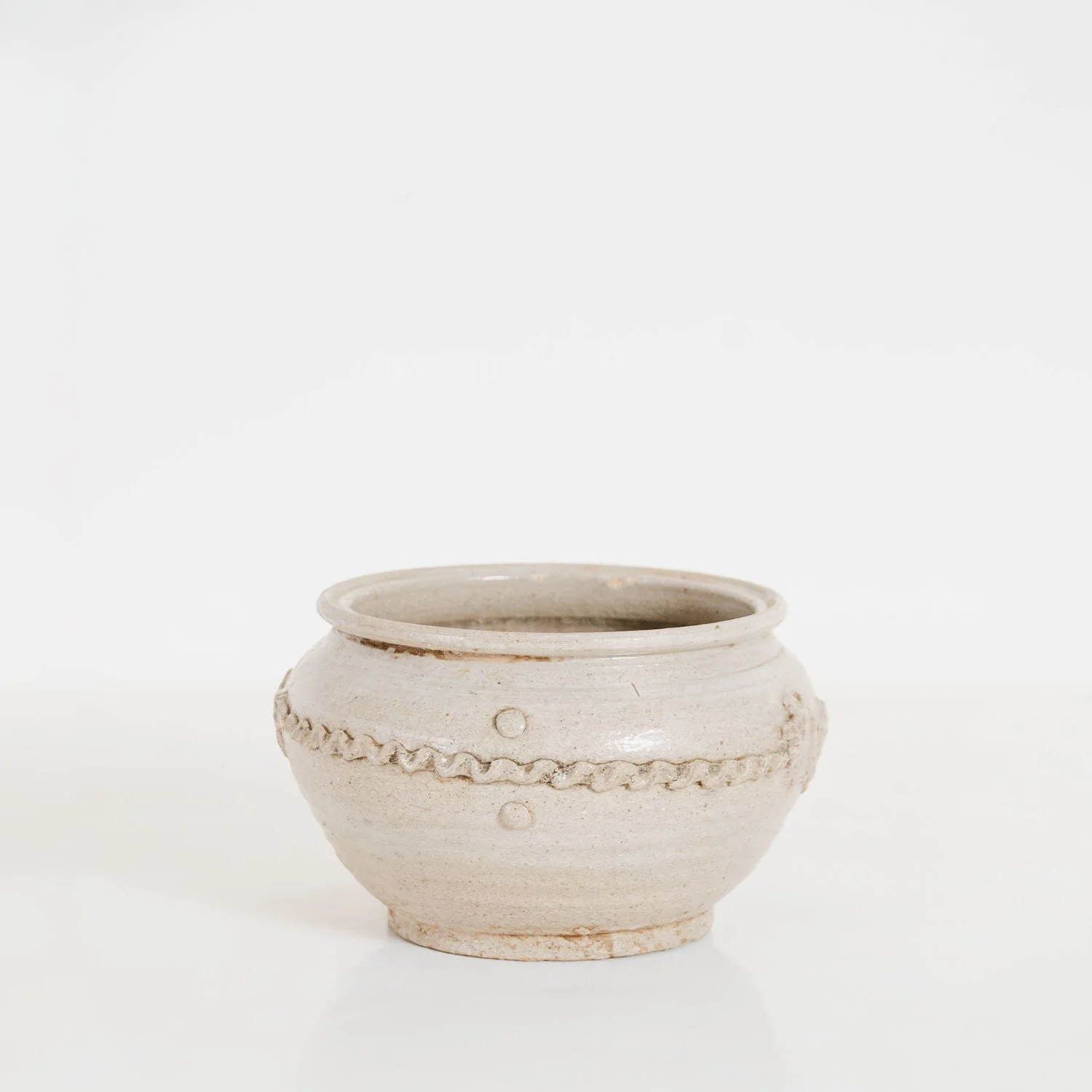 Molded Dragon Design Pot | Olive Glaze