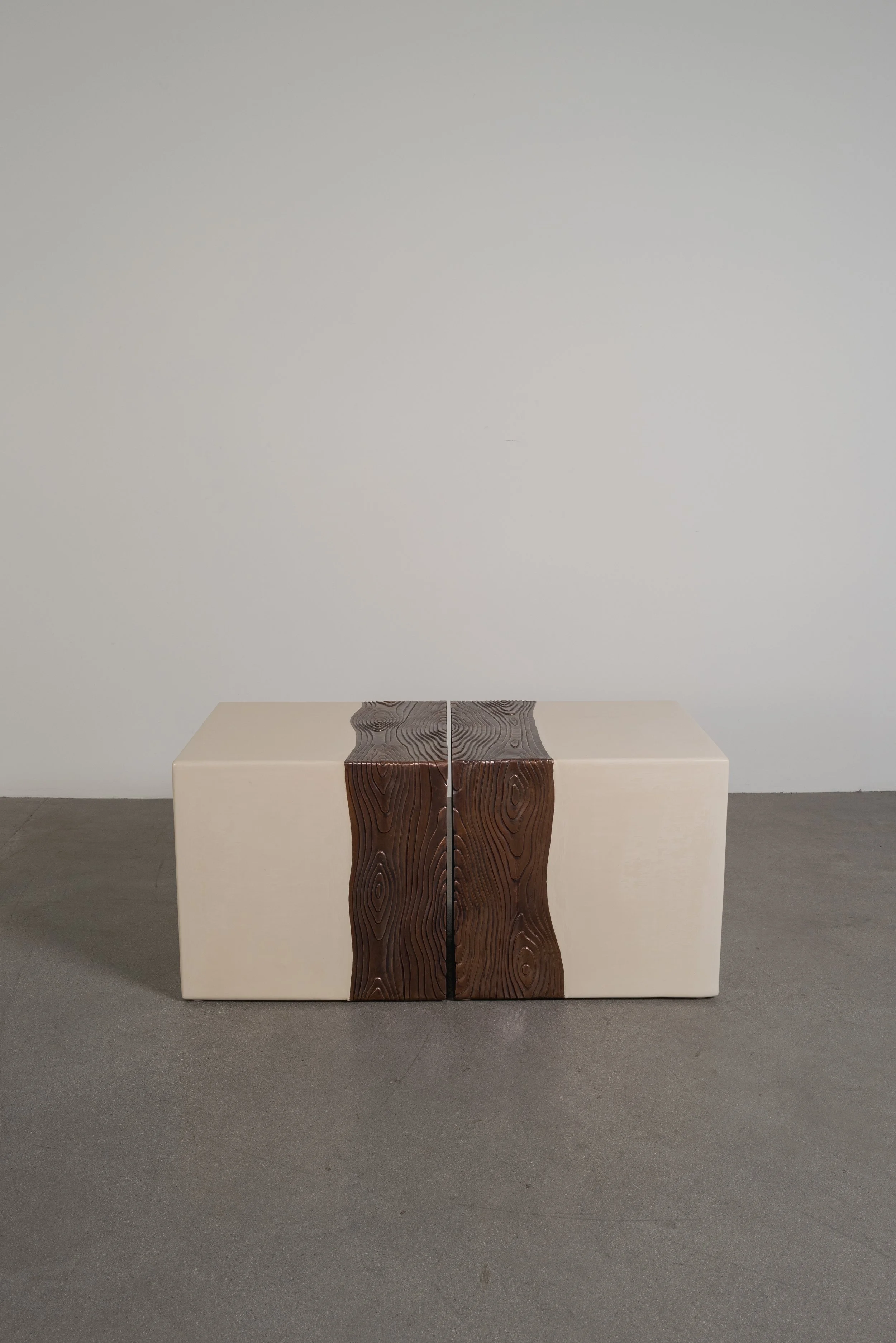 Square Seat with Woodgrain Design (Set of 2) | Cream Lacquer