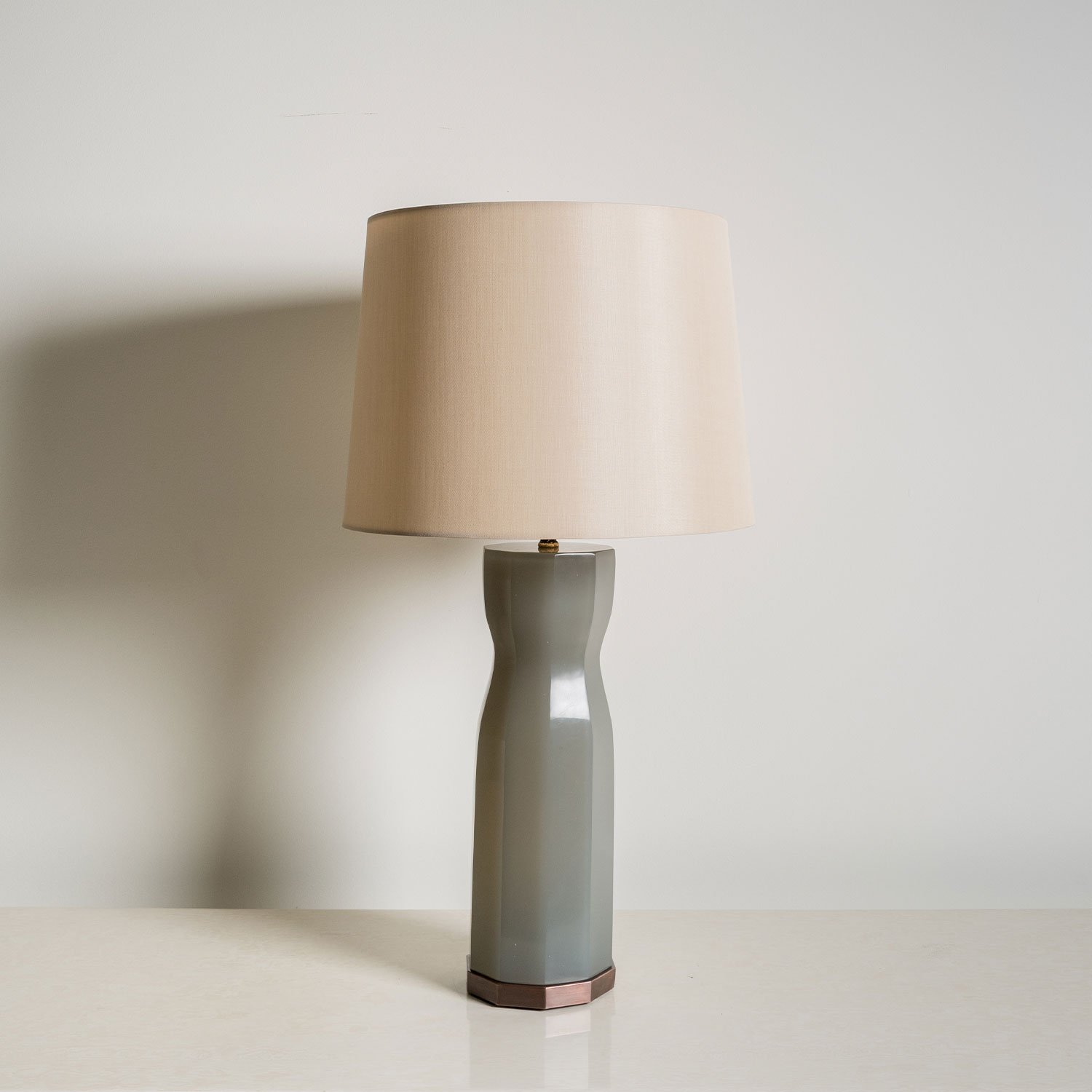 Bevelled Torch Lamp w/ Copper | Grey Peking Glass