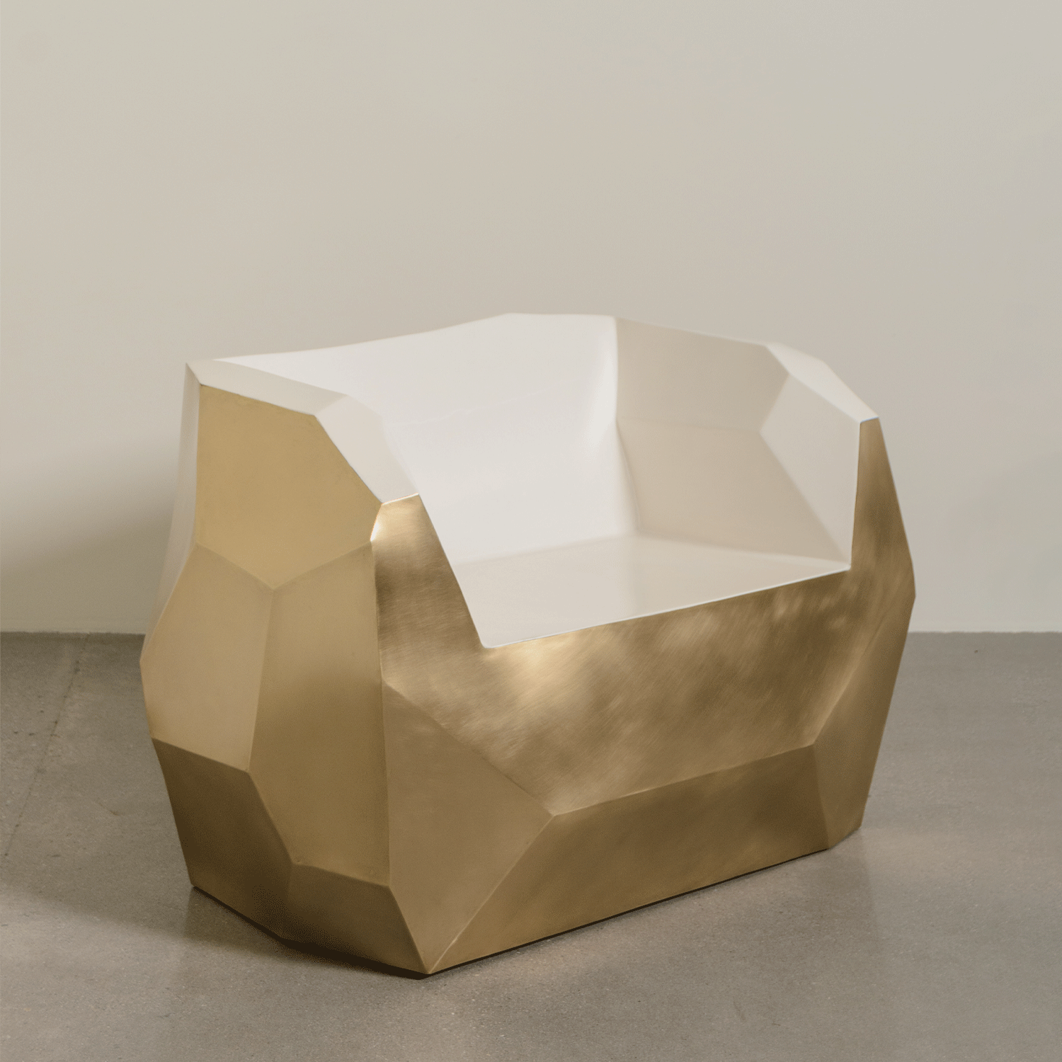 Facet Lounge Chair | Brass and Cream Lacquer