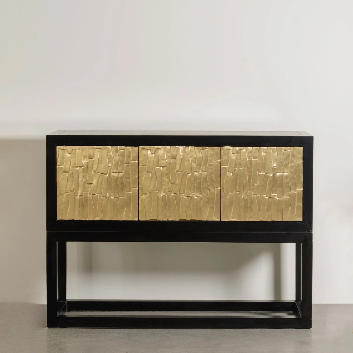 Kuai 3 Door Cabinet on Stand | Brass