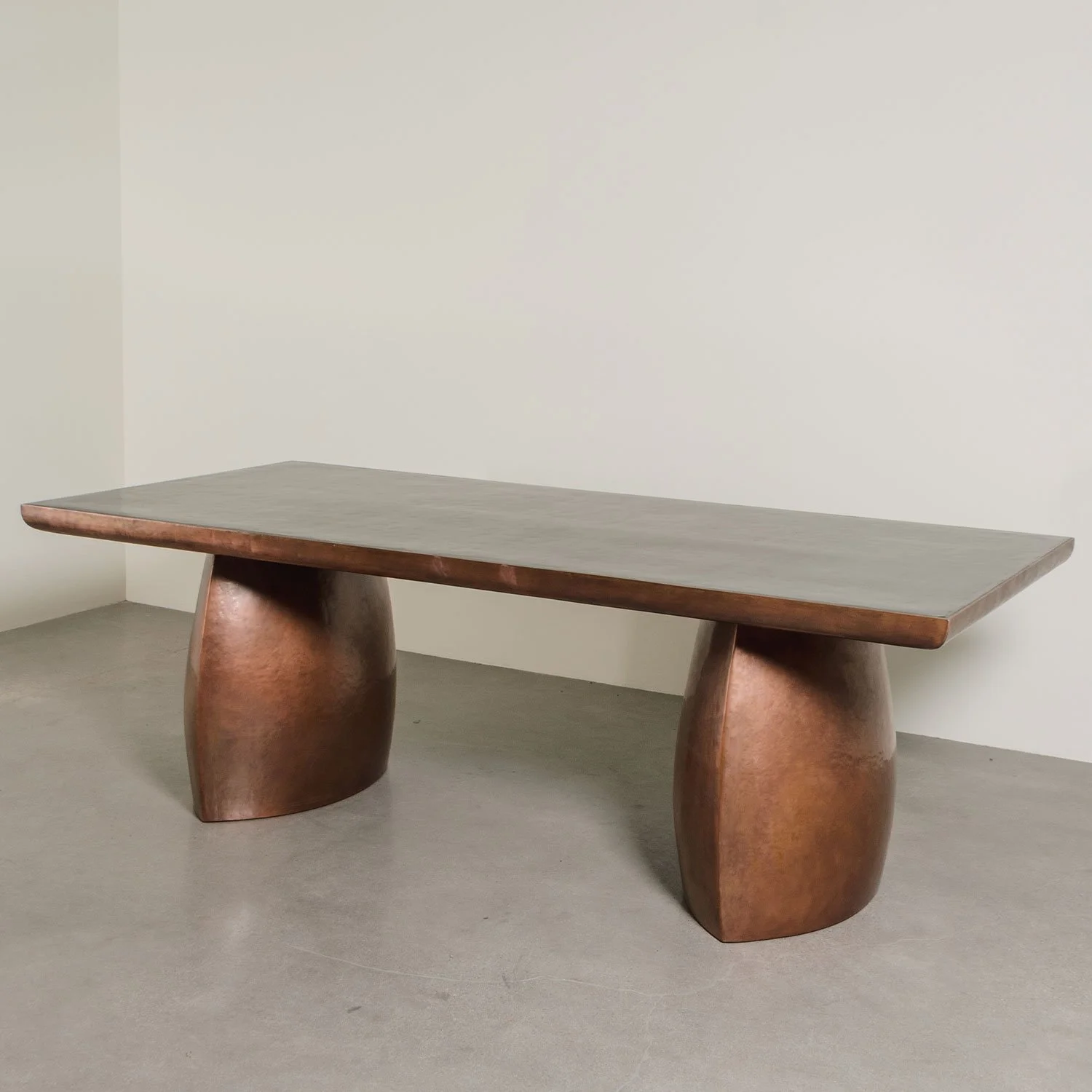 Bell Dining Table with Copper Edge Top | Antique Copper