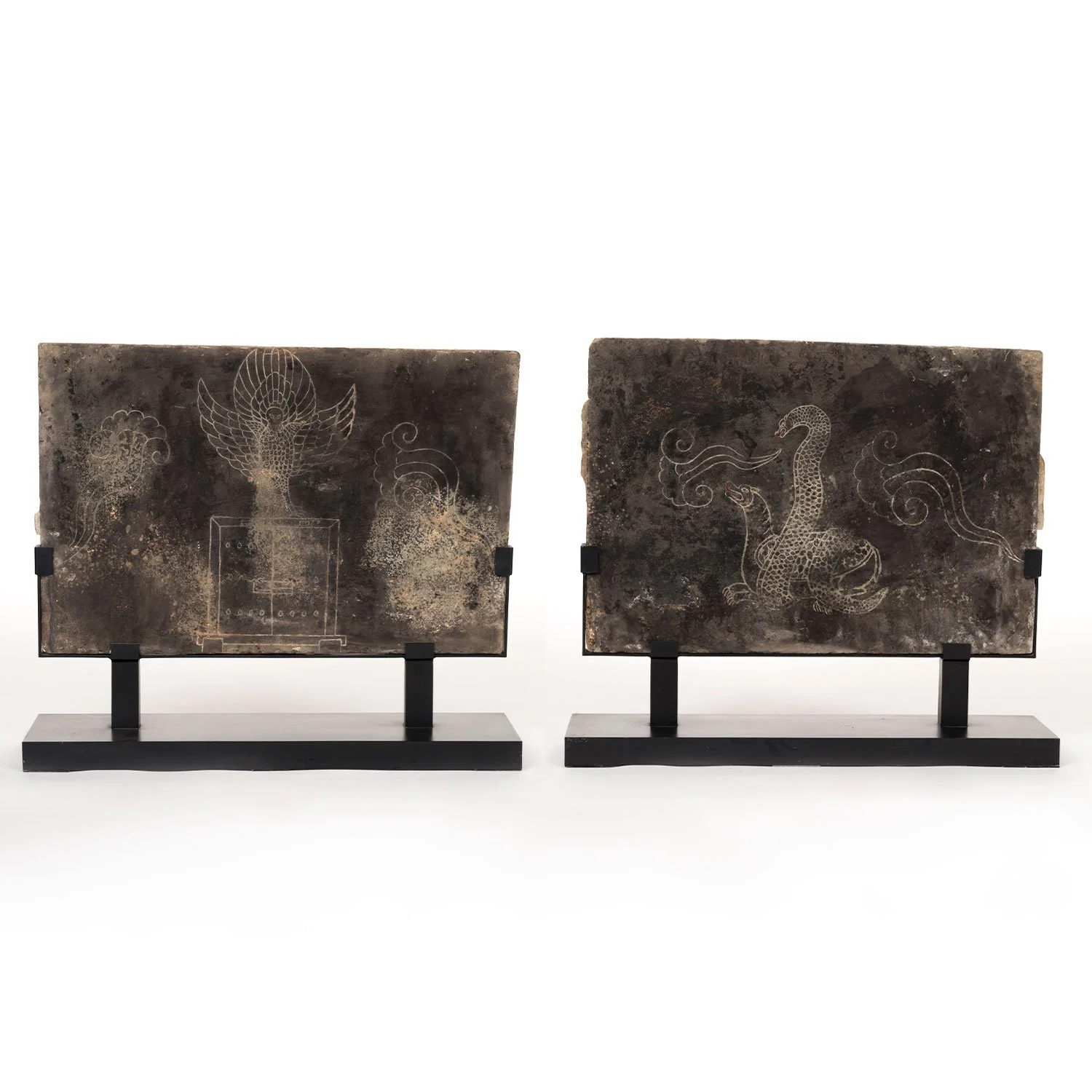Xuan Wu and Zhu Que Stone Placque (Pair)