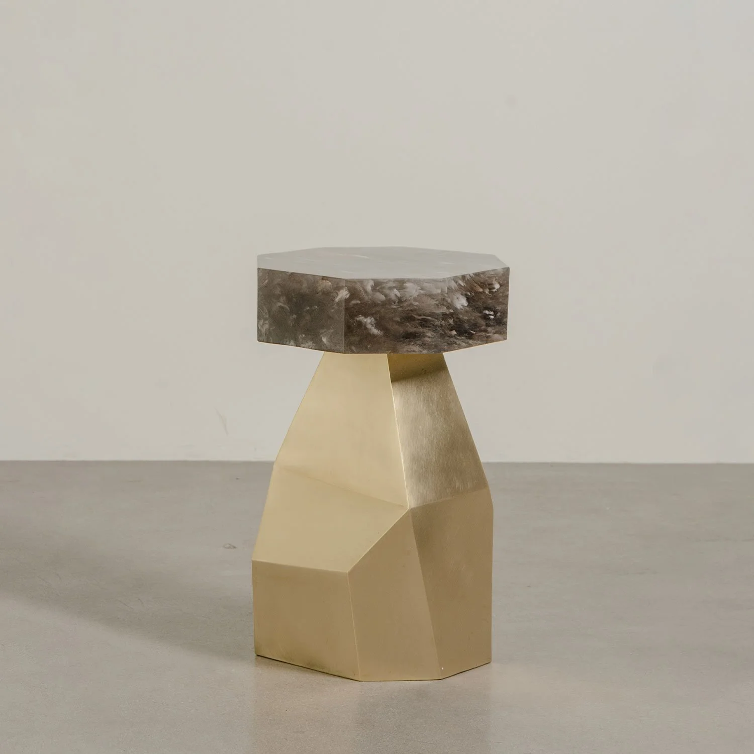 Facet Side Table | Brass and Smoke Crystal