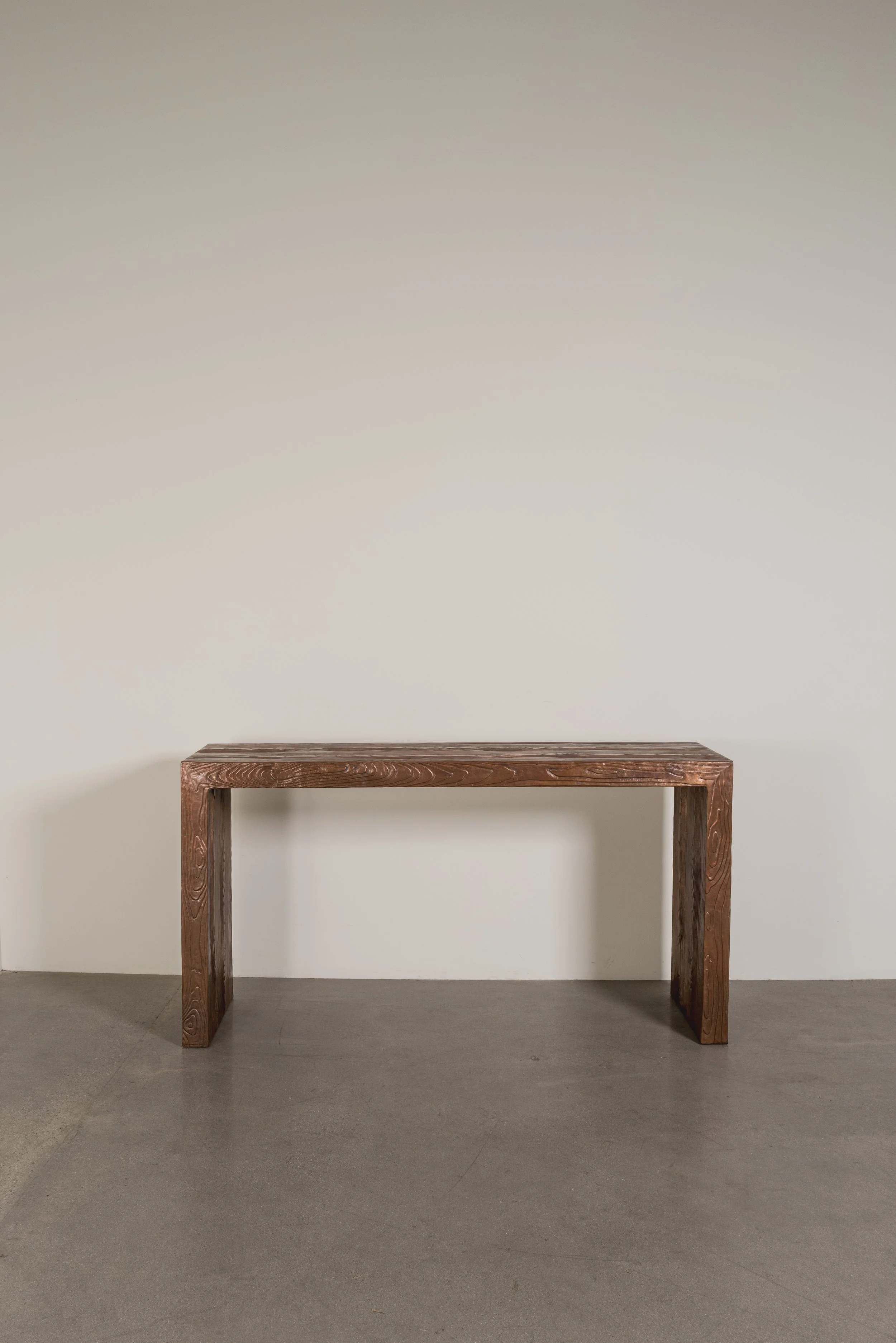 Woodgrain Design Console | Antique Copper