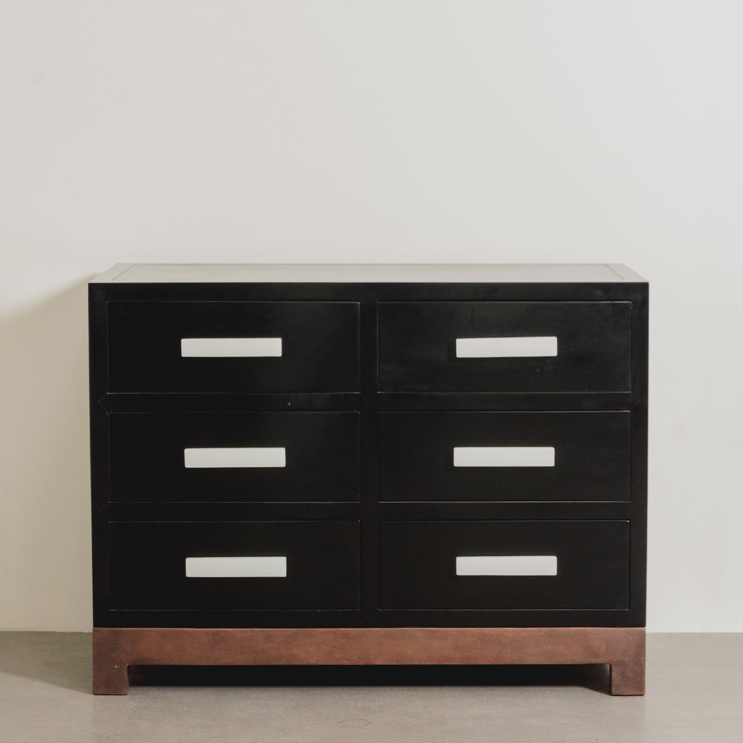 6 Drawer Cabinet with Bai Jade Handles on Copper Stand