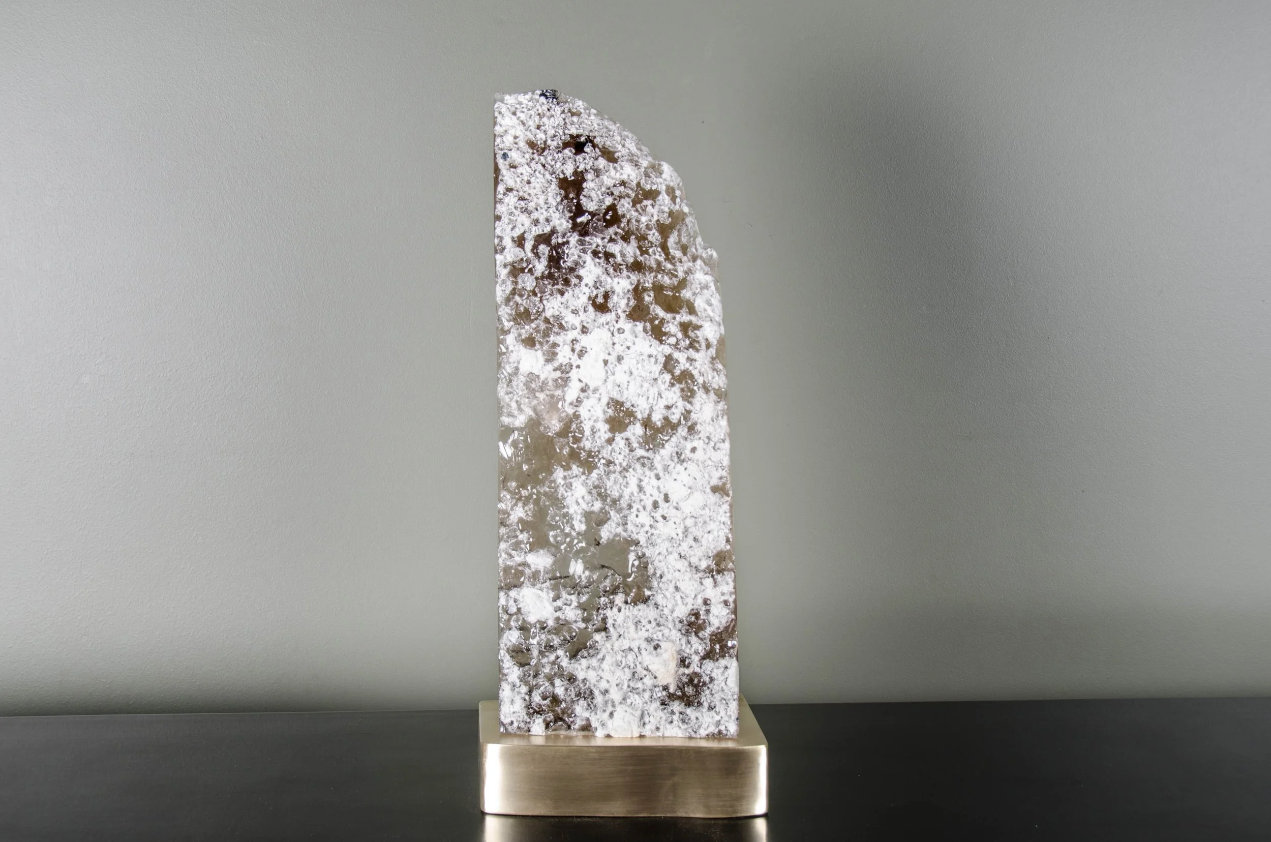 High Meru Table Light | Smoke Crystal and Brass