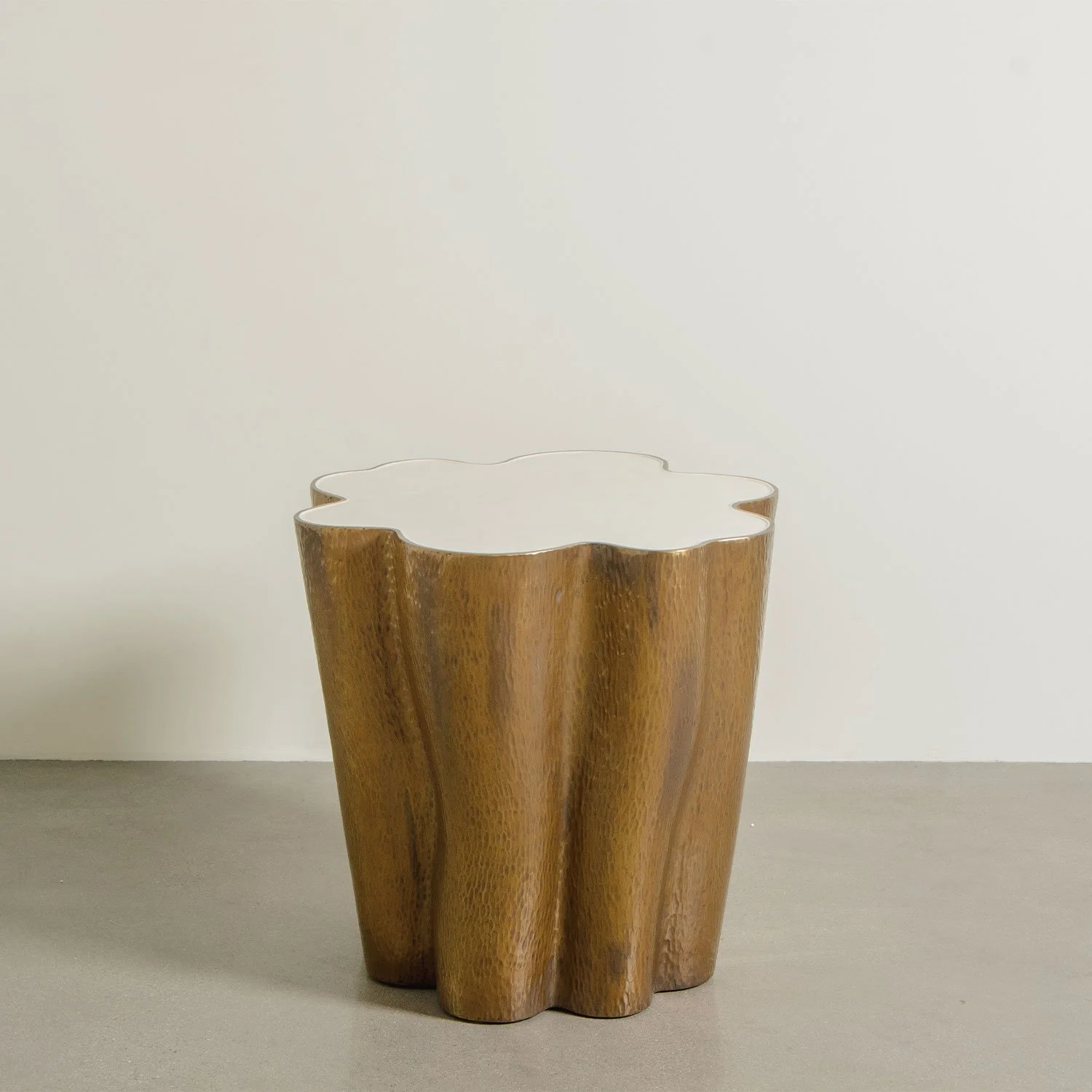 Ji Guan Side Table | Brass and Cream Lacquer
