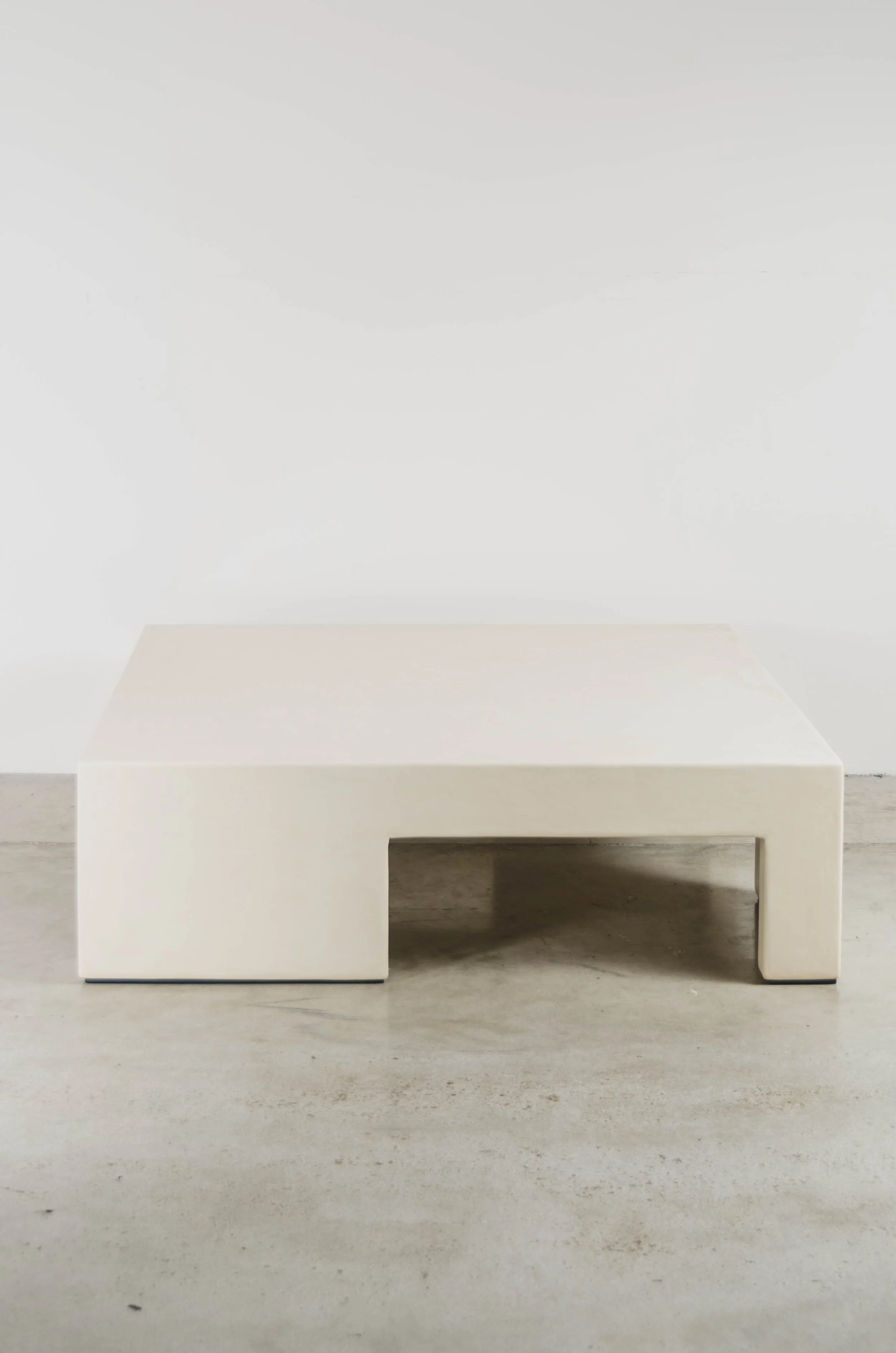 Low Square Table with Alternate Legs | Cream Lacquer