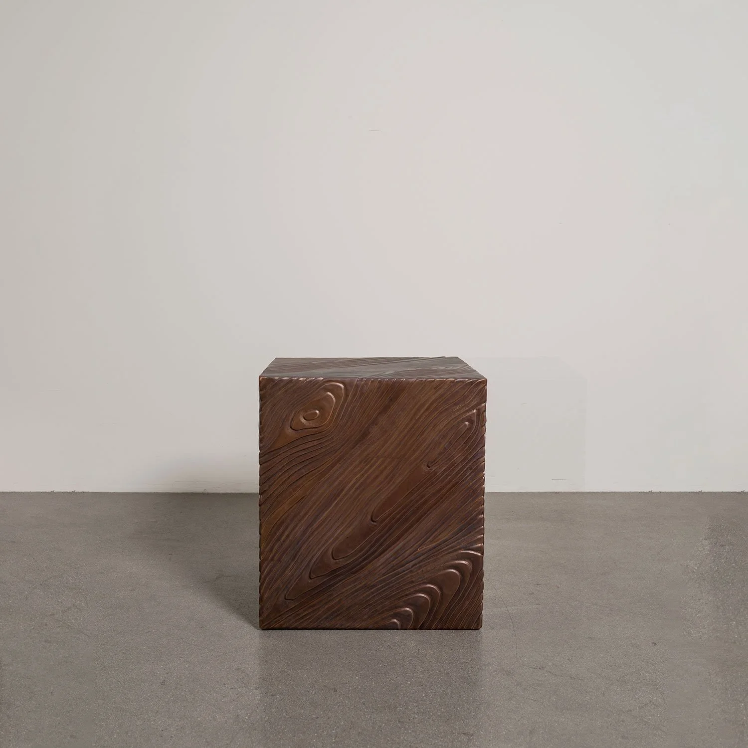 Diagonal Woodgrain Square Drumstool | Antique Copper