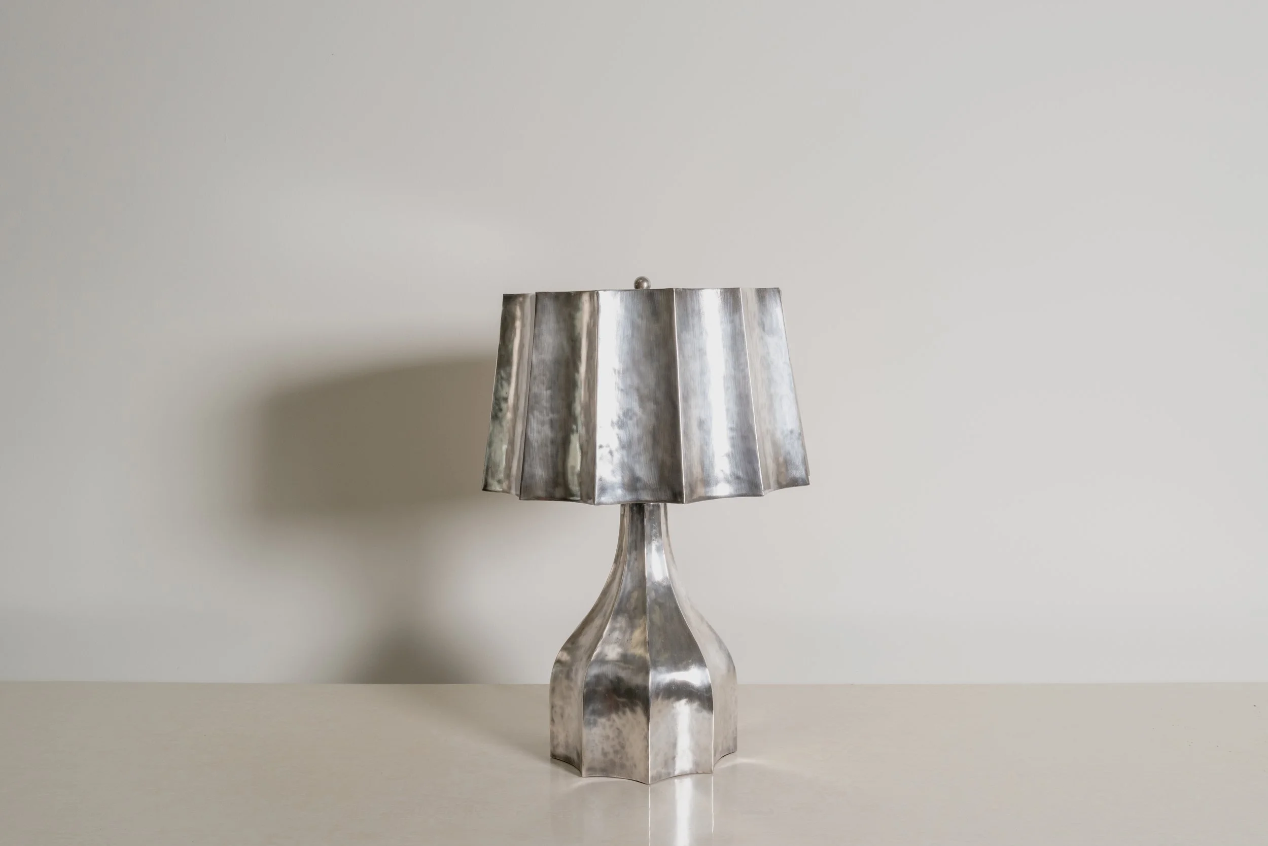 Faceted Table Lamp and Shade | Silver Plate