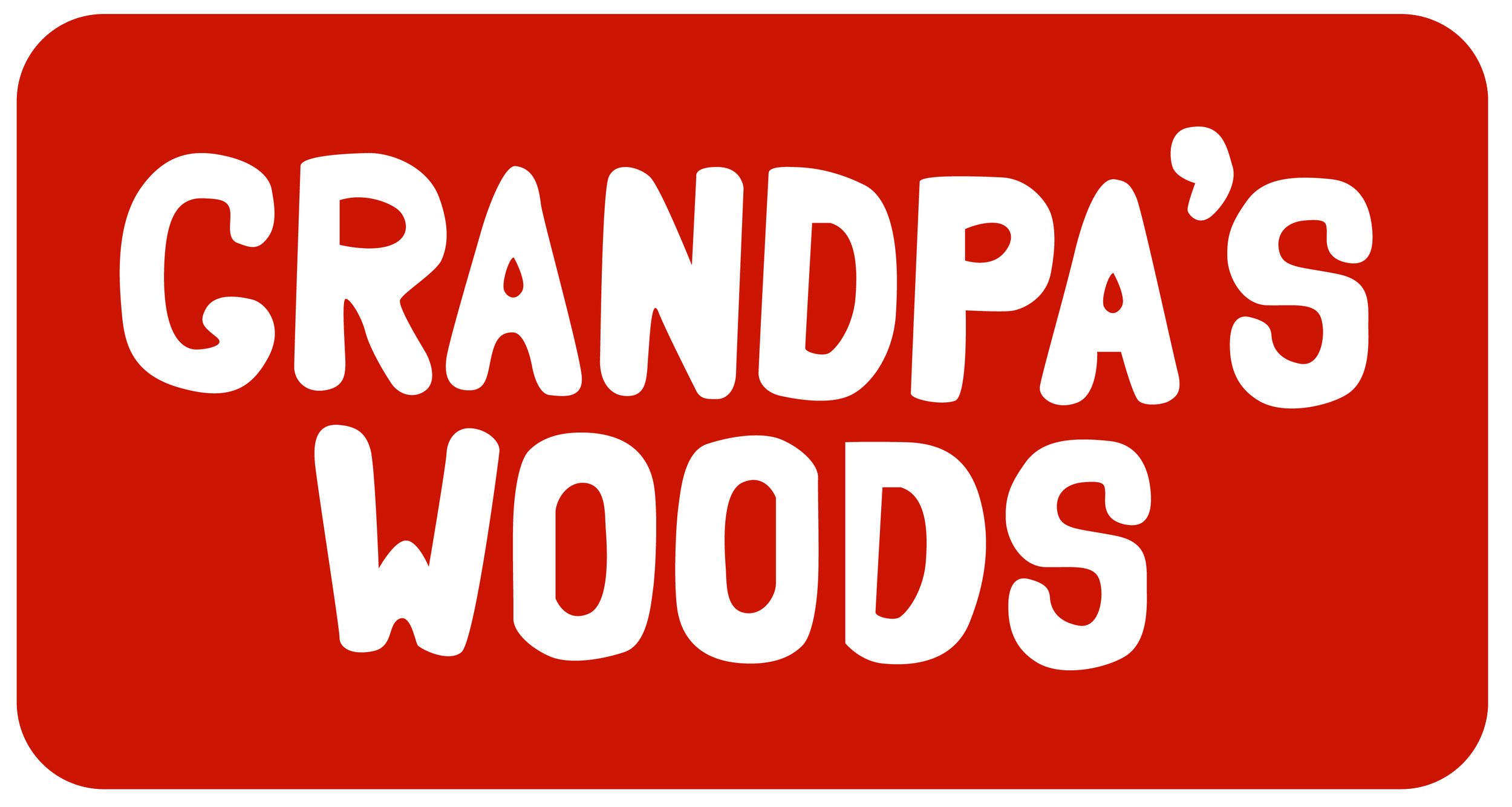 Red background with white text that reads 'GRANDPA'S WORDS'.