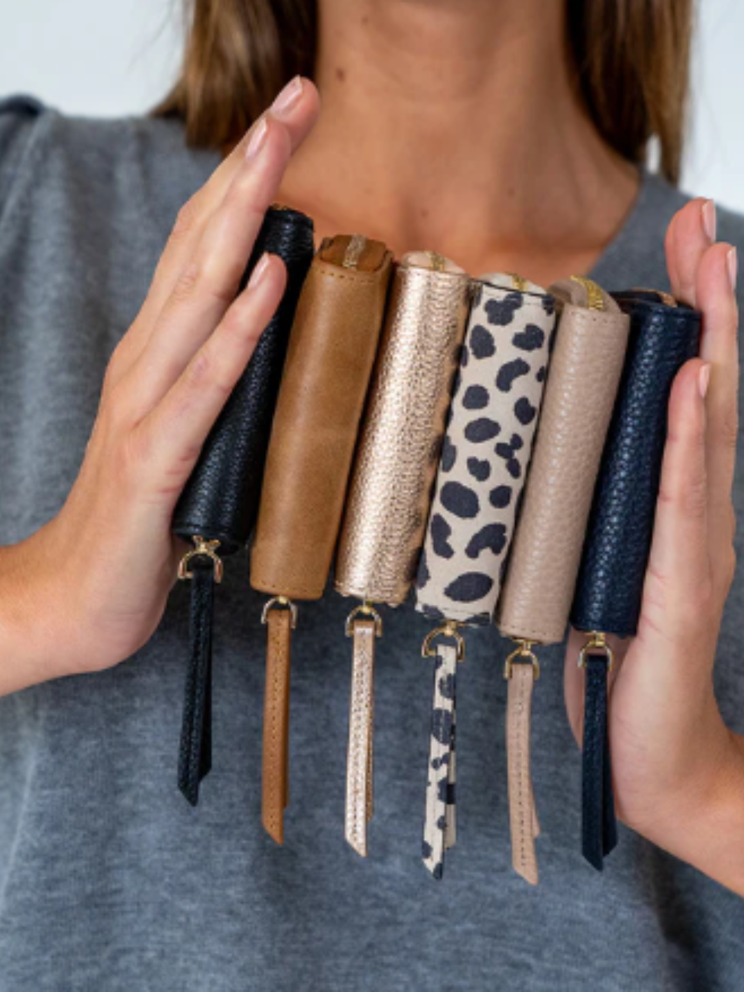 Arlington Milne Alexis Zip Purse in fawn multi leather with six external card slots — Australian-made leather accessories available to Queensland boutiques through Louise Wilkinson Agencies wholesale fashion agency.

Arlington Milne Alexis Zip Purse 