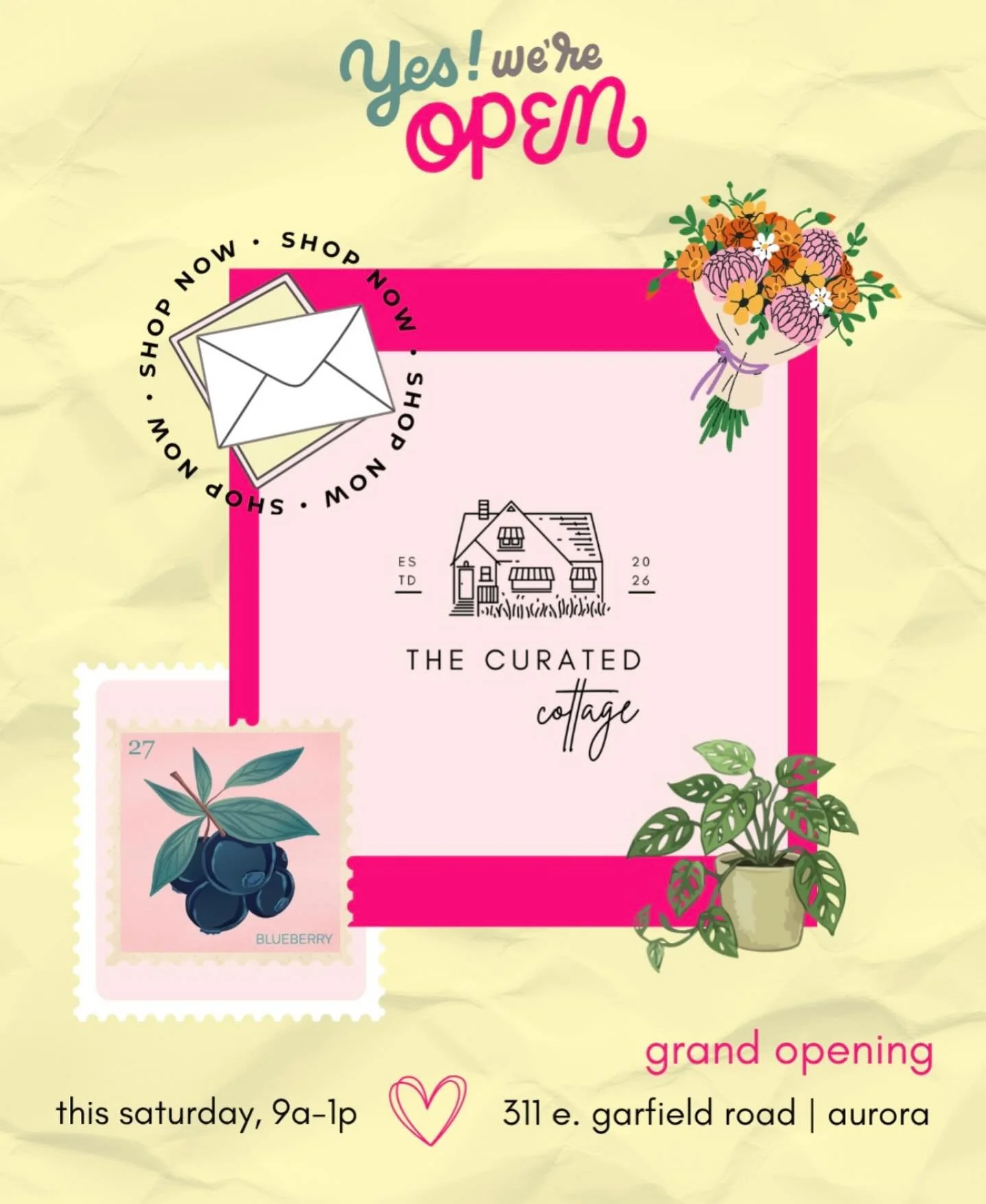 beyond excited for this. literally my dream come true! stop by to visit-shop sales, enjoy tasty goodies, coffee + take in all the plants, paper, gifts + more! 🏠🎉🪴💌 @theplanterandthepainter 
#boutique #stationeryshop #shopsmall #plantshop #aurorao