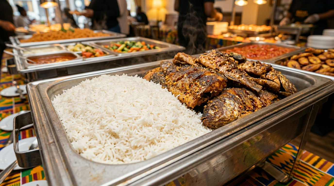 Rice & Fish Catering Tray