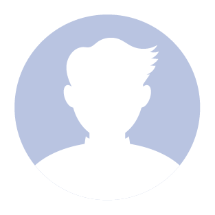 White silhouette of a person with short hair inside a lavender circular avatar icon